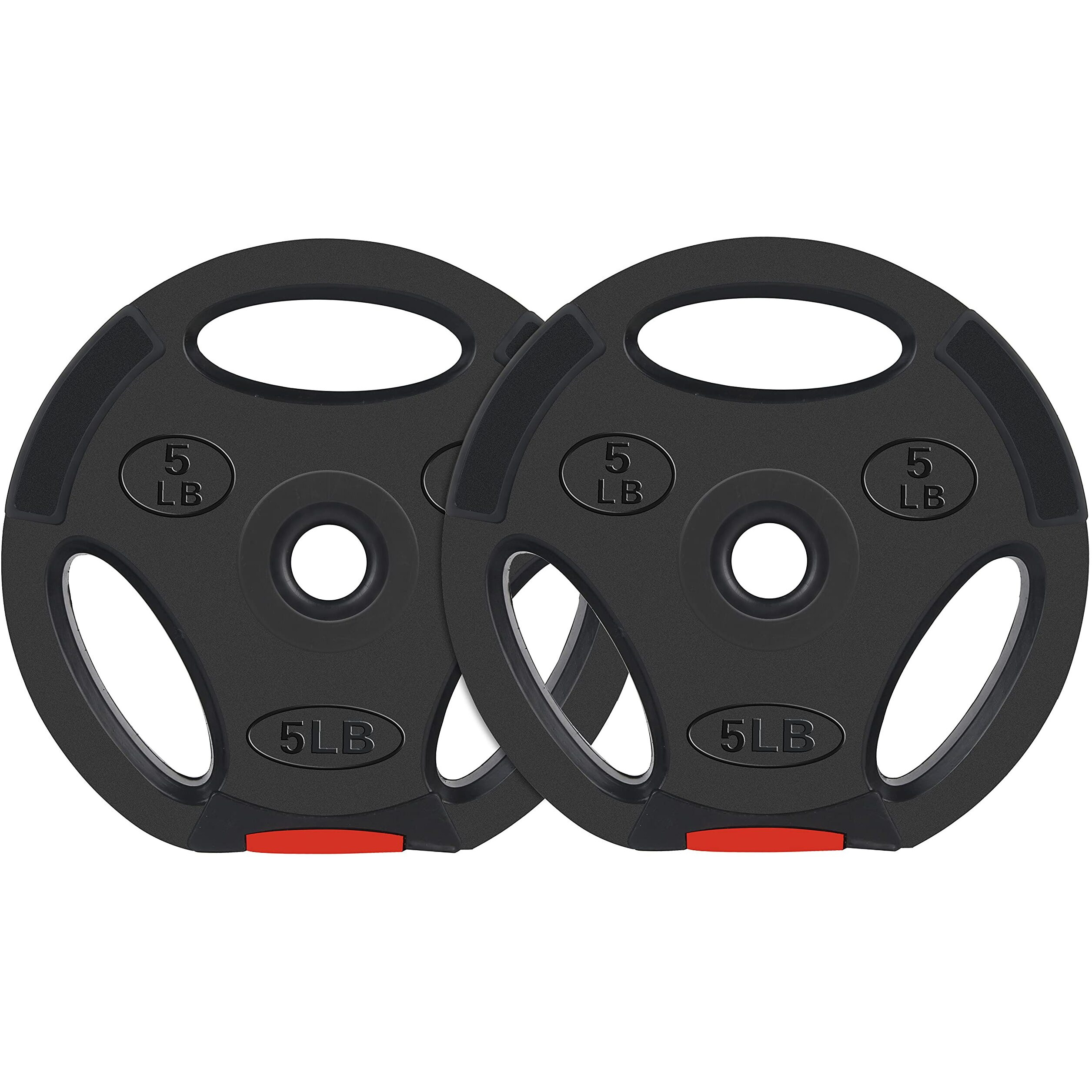 Balancefrom Vinyl Standard 1-Inch Plate Weight Plate For Strength Training And Weightlifting, 5-Pound, Pair