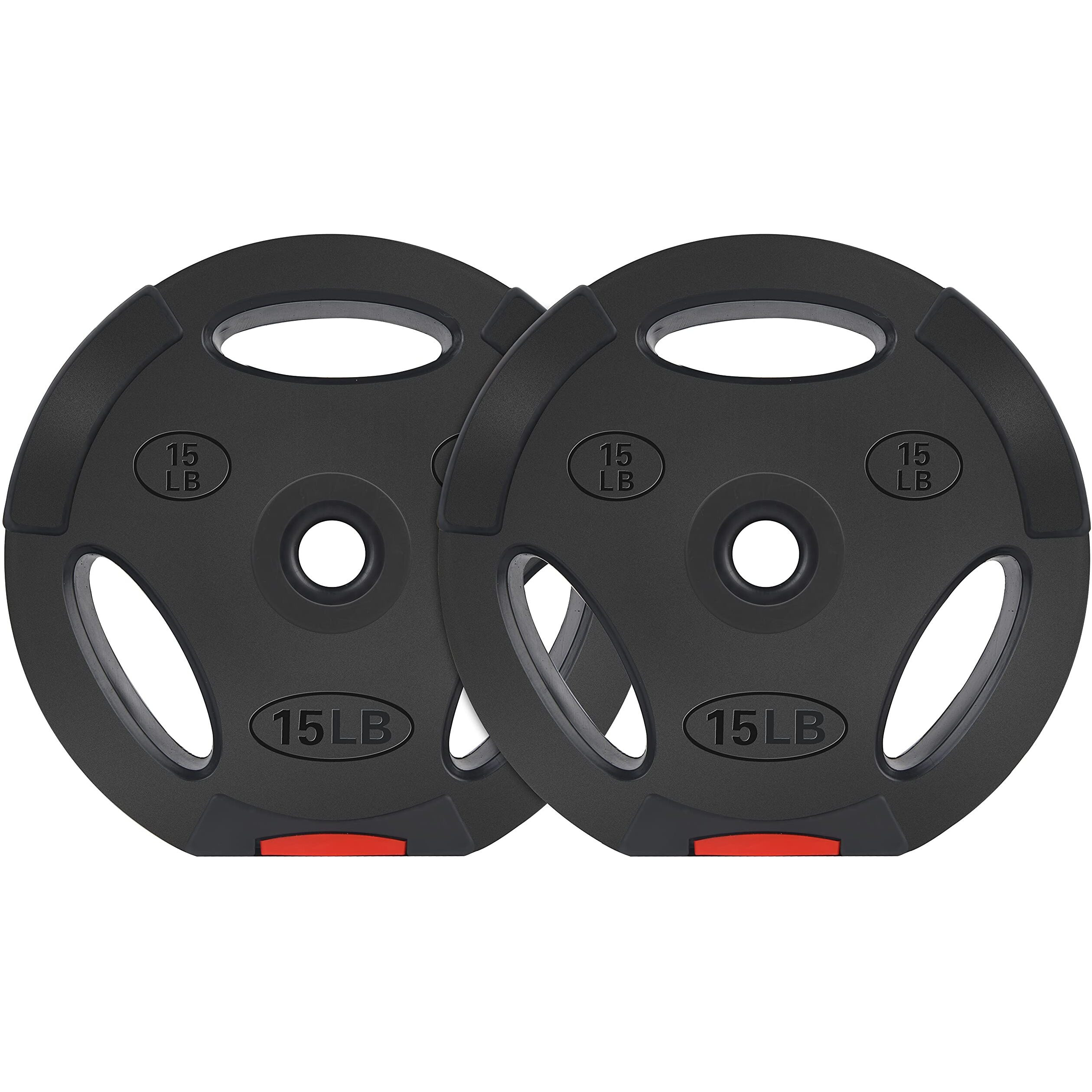 Balancefrom Vinyl Standard 1-Inch Plate Weight Plate For Strength Training And Weightlifting, 15-Pound, Pair