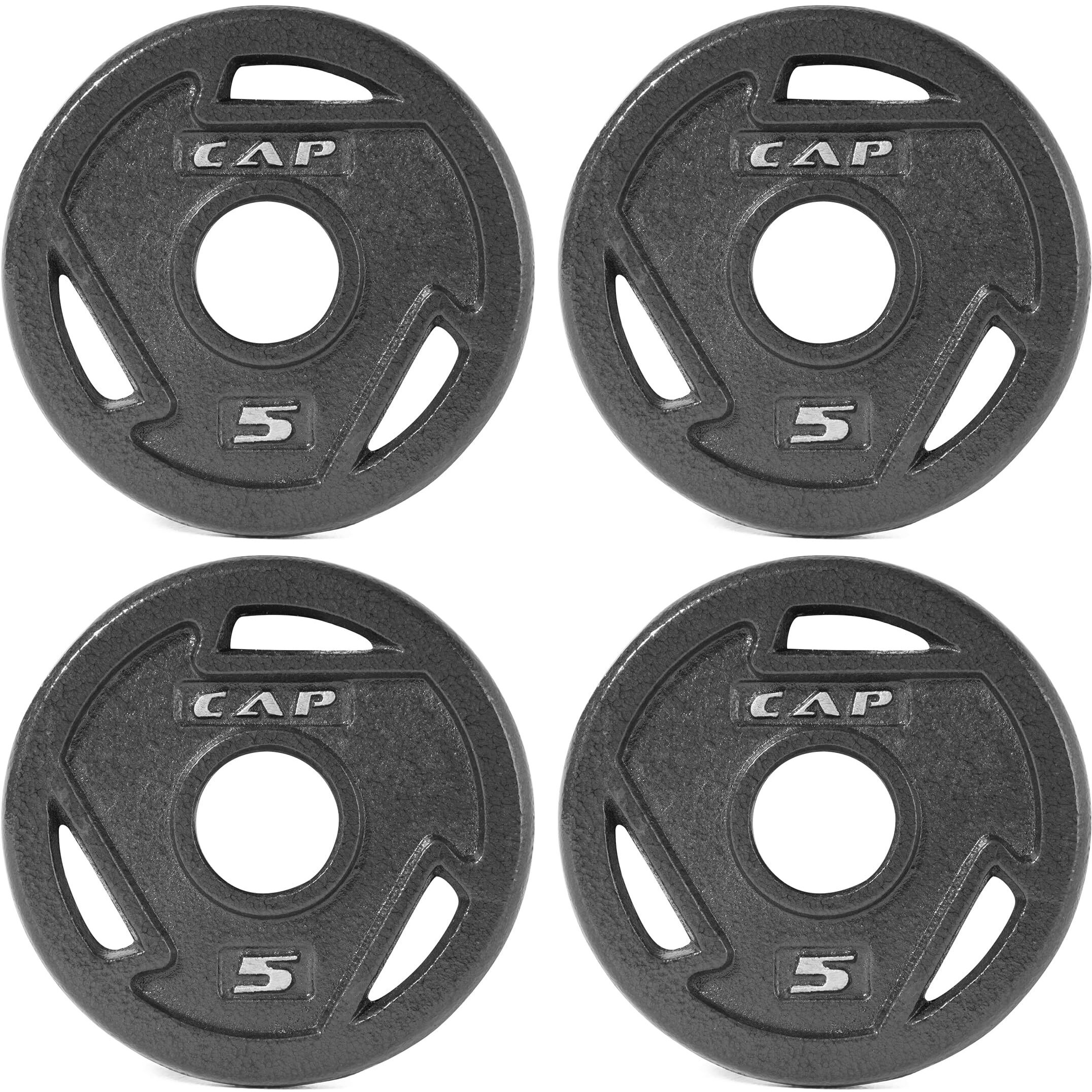 Cap Barbell 2-Inch Olympic Grip Weight Plate, 5 Lb, Set Of 4, 5 Lb, Set Of 4 Black (Ophwis-005)