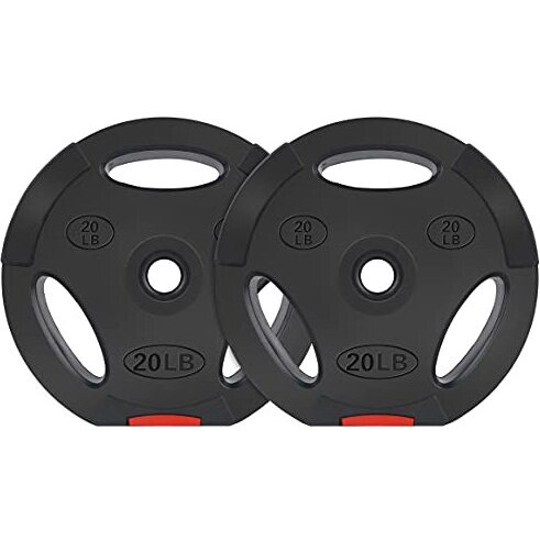 Balancefrom Vinyl Standard 1-Inch Plate Weight Plate For Strength Training And Weightlifting, 20-Pound, Pair