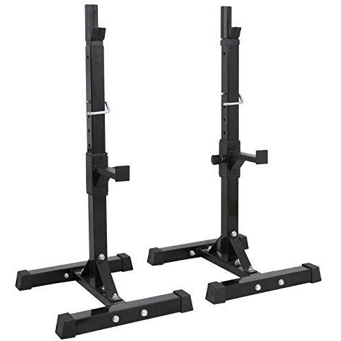 F2C Max Load 550Lbs Pair Of Adjustable 40""-66"" Squat Rack Sturdy Steel Squat Barbell Free Bench Press Stands Gym/Home Gym Portable Dumbbell Racks Stands (One Pair/Two Pcs)