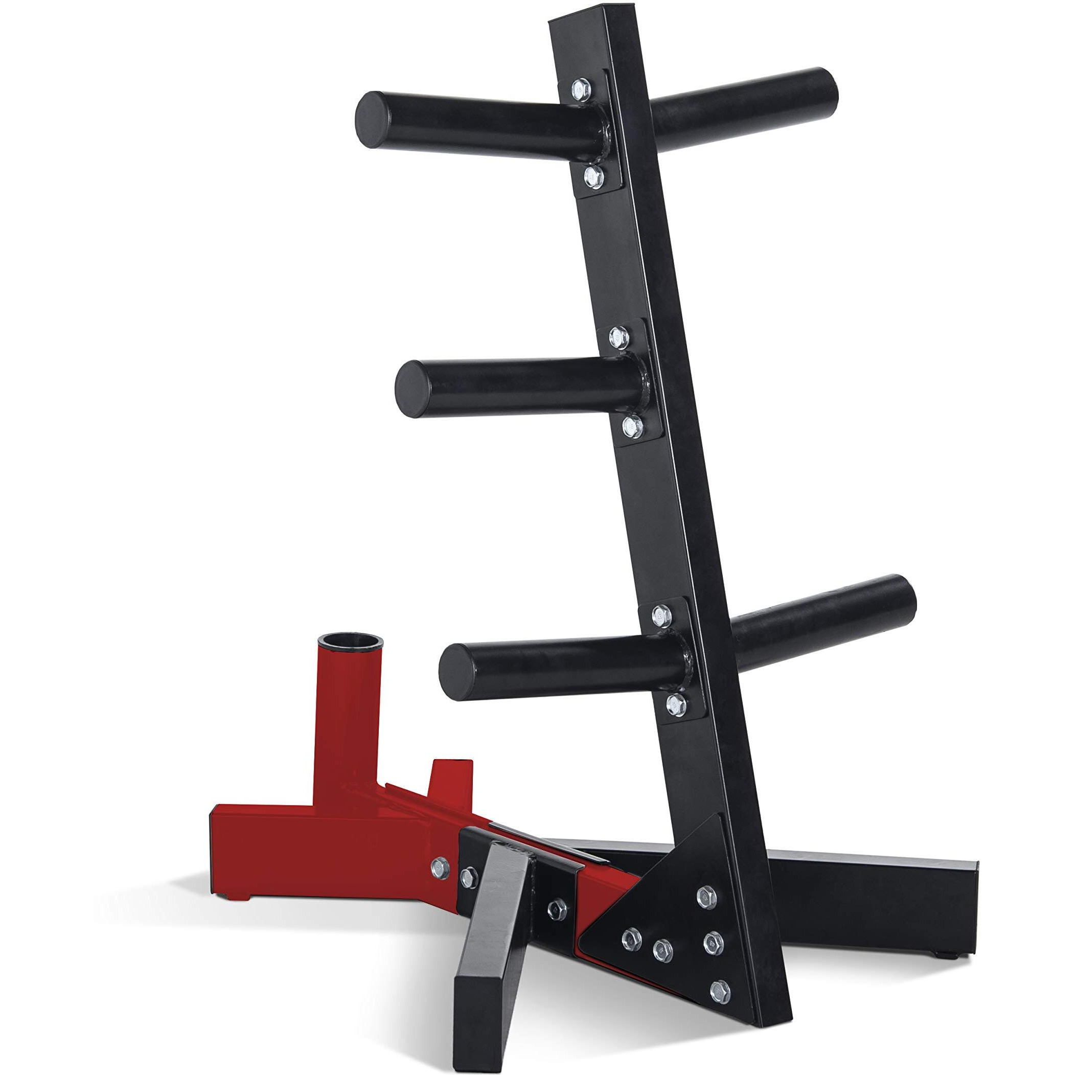 Cap Barbell Olympic Plate Tree Storage Rack For Weights And Bar, Red
