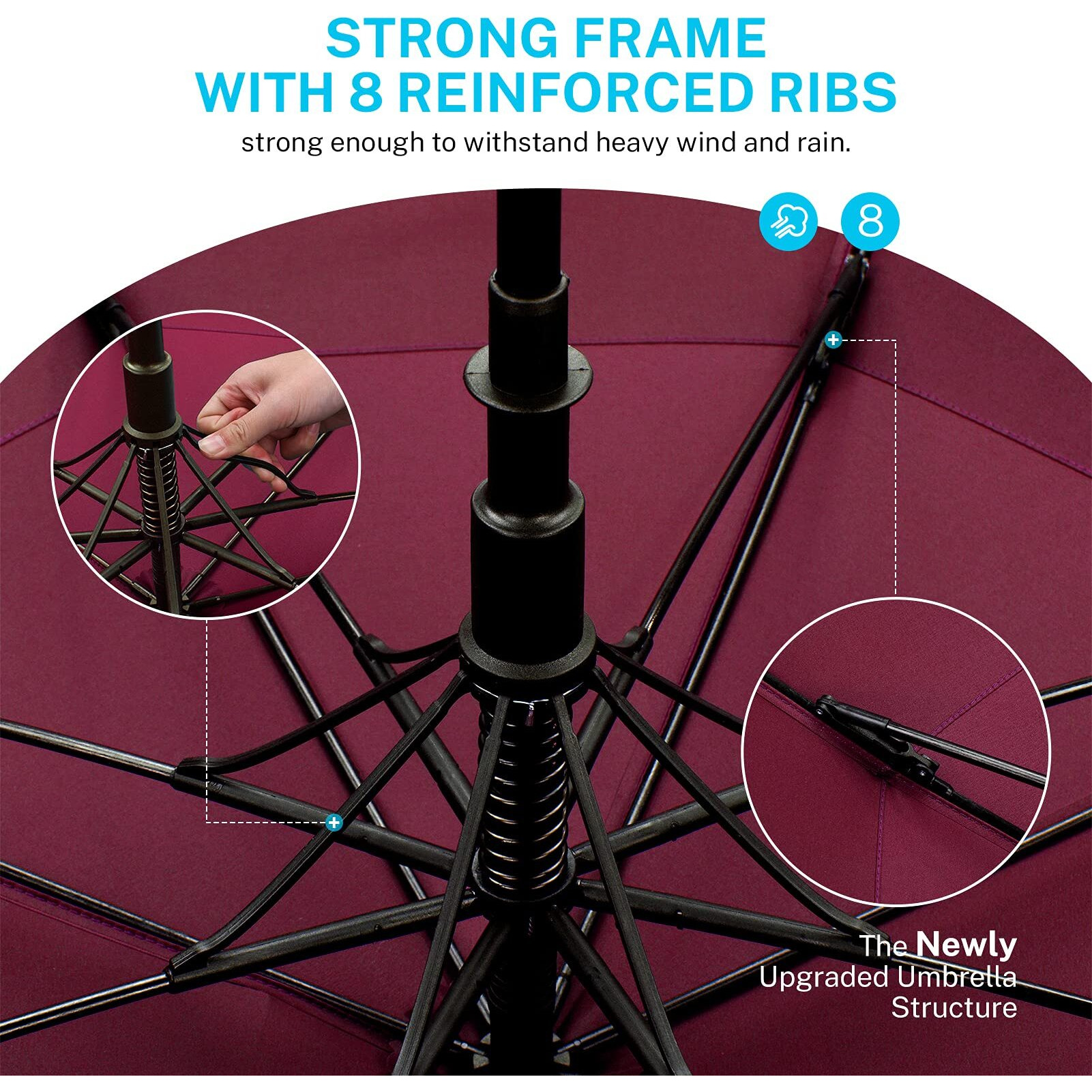 Gonex 68 Inch Extra Large Golf Umbrella, Automatic Open Travel Rain Umbrella With Windproof Water Resistant Double Canopy, Oversize Vented Umbrellas For 2-3 Men And Uv Protection, Wine