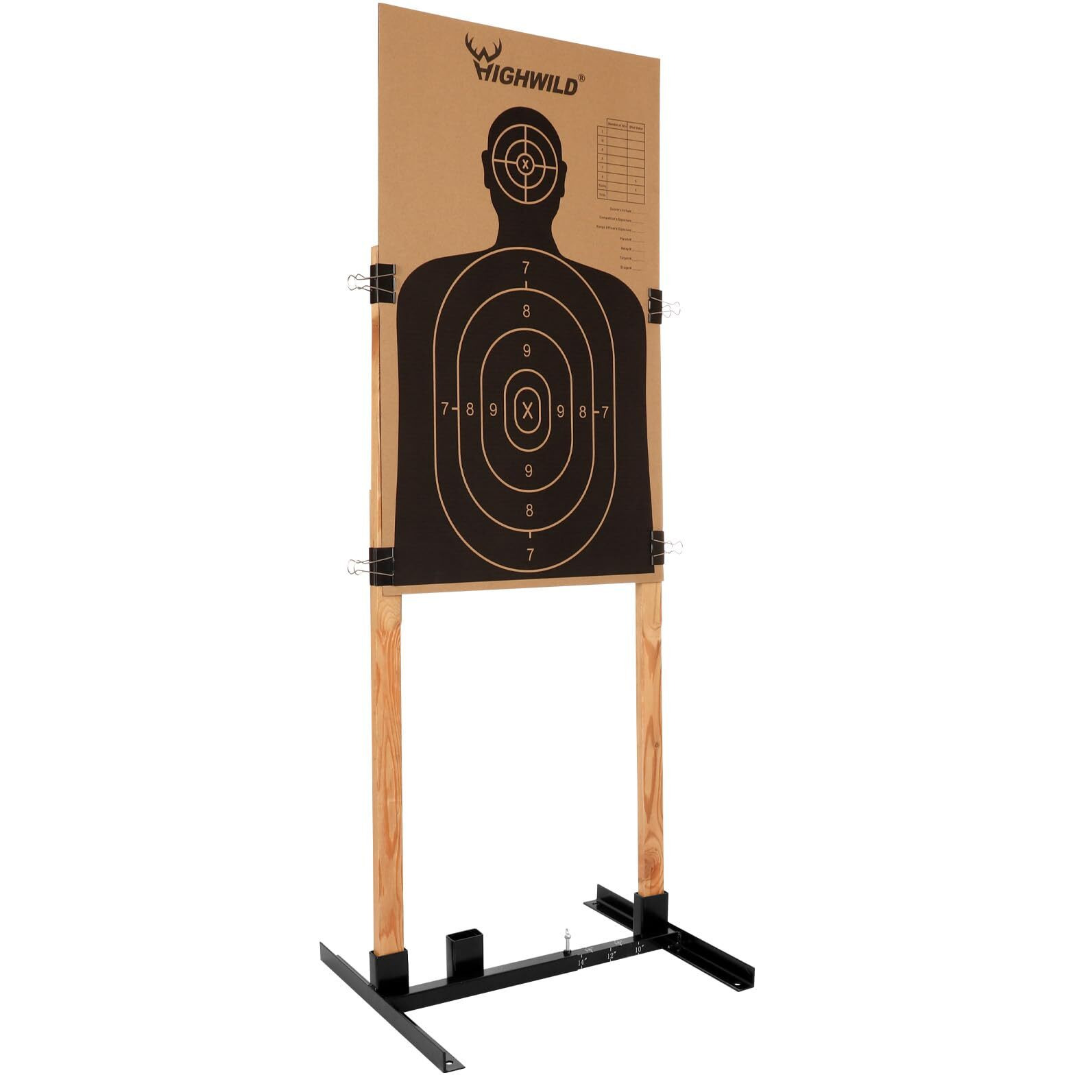 Highwild Adjustable Target Stand Base For Paper Shooting Targets Cardboard Silhouette - H Shape - Uspsa/Ipsc - Idpa Practice - Upgraded Version (1 Pack)