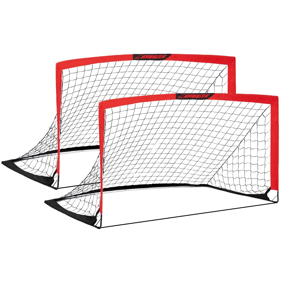 L Runnzer Portable Soccer Goals, Kids Soccer Nets For Backyard For Training & Practice, Soccer Net For Kids With Carry Bag, 2 Set, 66 X 3.3, Red