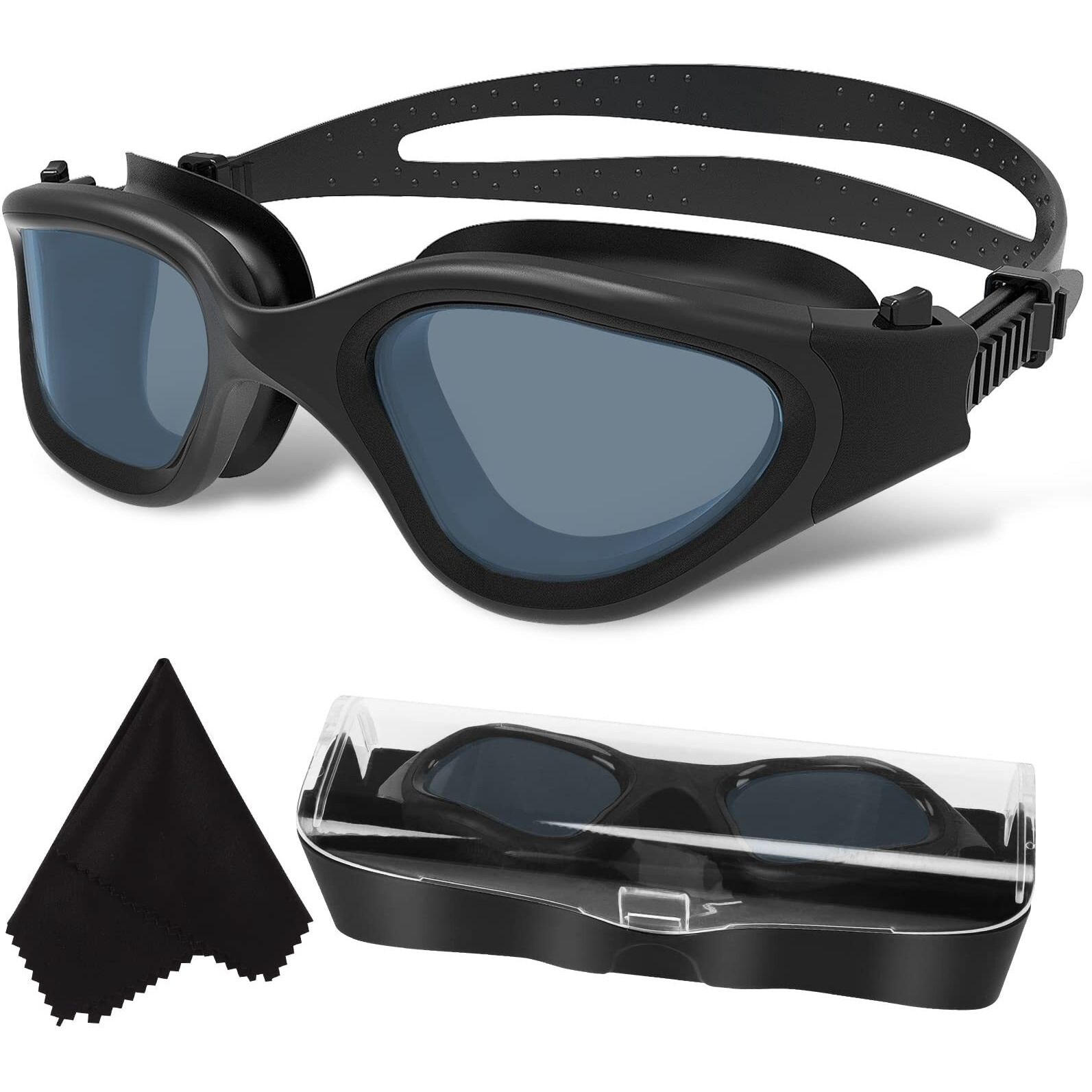 Win.Max Polarized Swimming Goggles Swim Goggles Anti Fog Anti Uv No Leakage Clear Vision For Men Women Adults Teenagers (All Black/Polarized Smoke Lens)