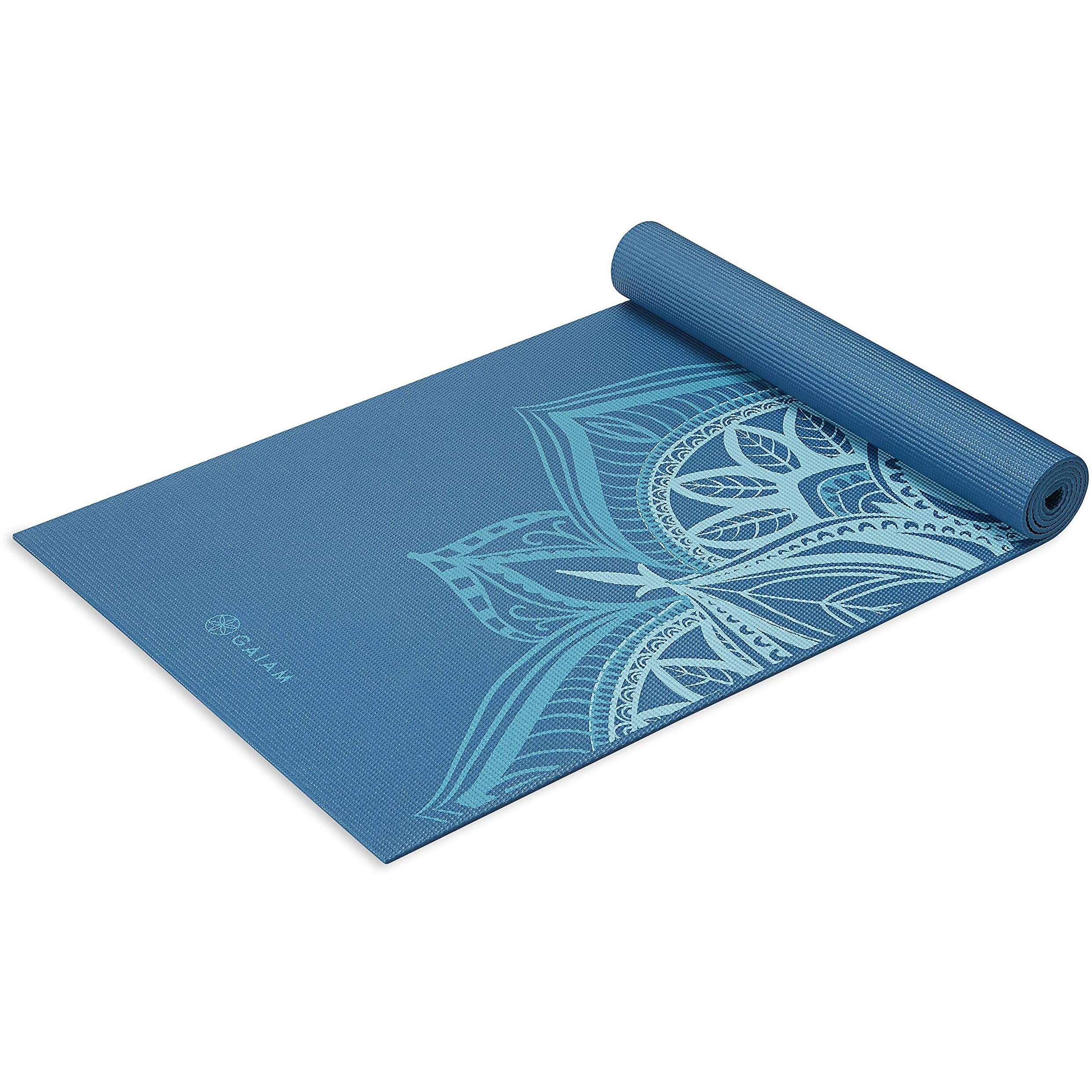 Gaiam Yoga Mat Premium Print Extra Thick Non Slip Exercise & Fitness Mat For All Types Of Yoga, Pilates & Floor Workouts, Indigo Point, 6Mm