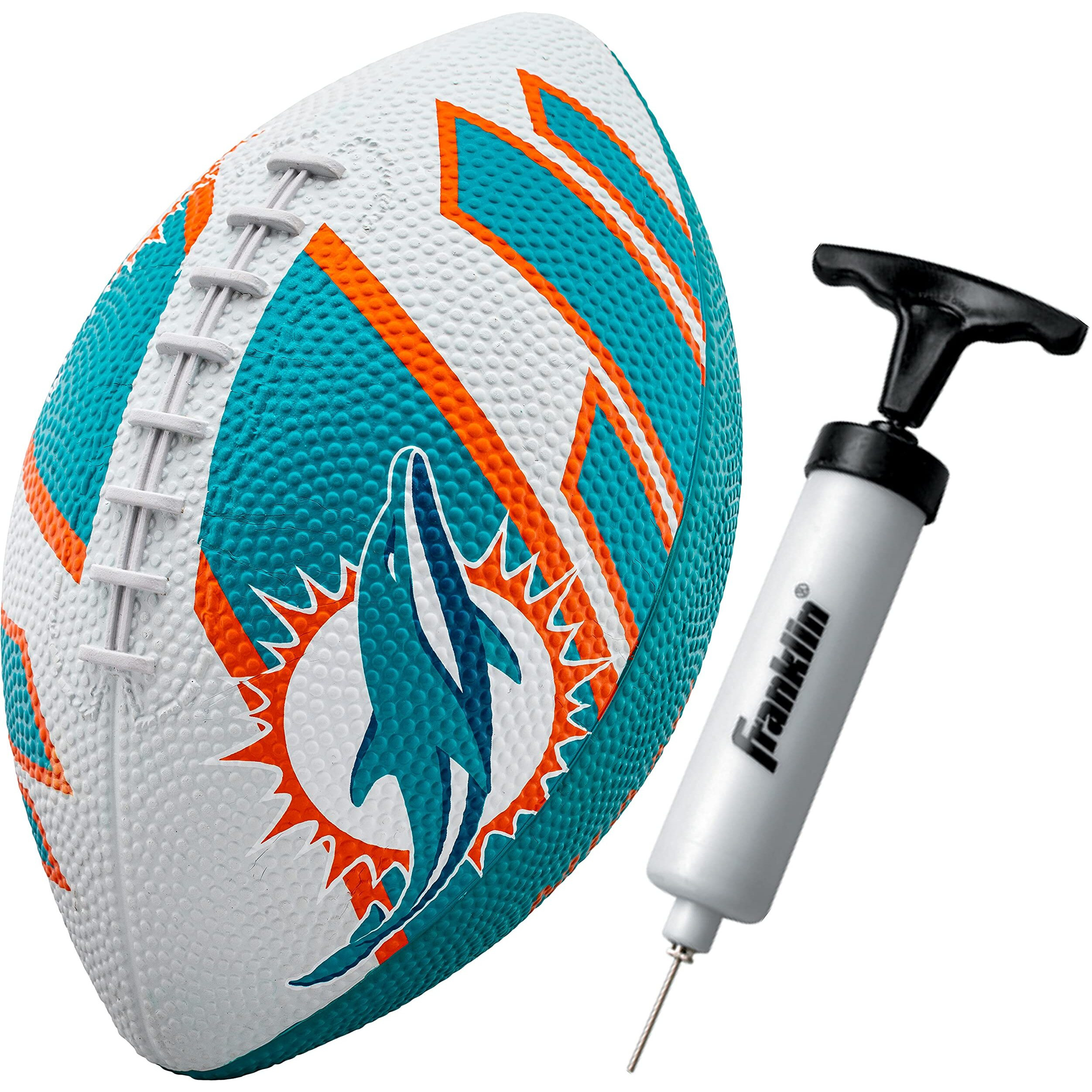 Franklin Sports Nfl Miami Dolphins Football - Youth Football - Mini 8.5"" Rubber Football - Perfect For Kids - Team Logos And Colors