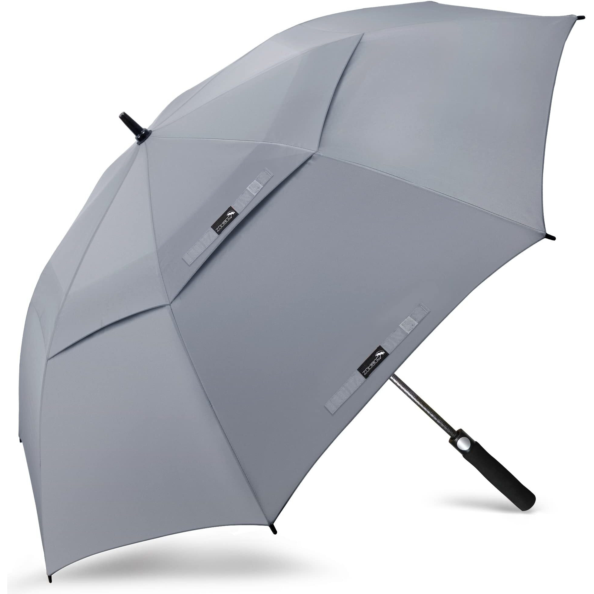 Zomake Large Golf Umbrella 62 Inch - Double Canopy Vented Golf Umbrellas For Rain Windproof Automatic Open Golf Push Cart Umbrella Oversize Stick Umbrellas For Men Women(Grey)