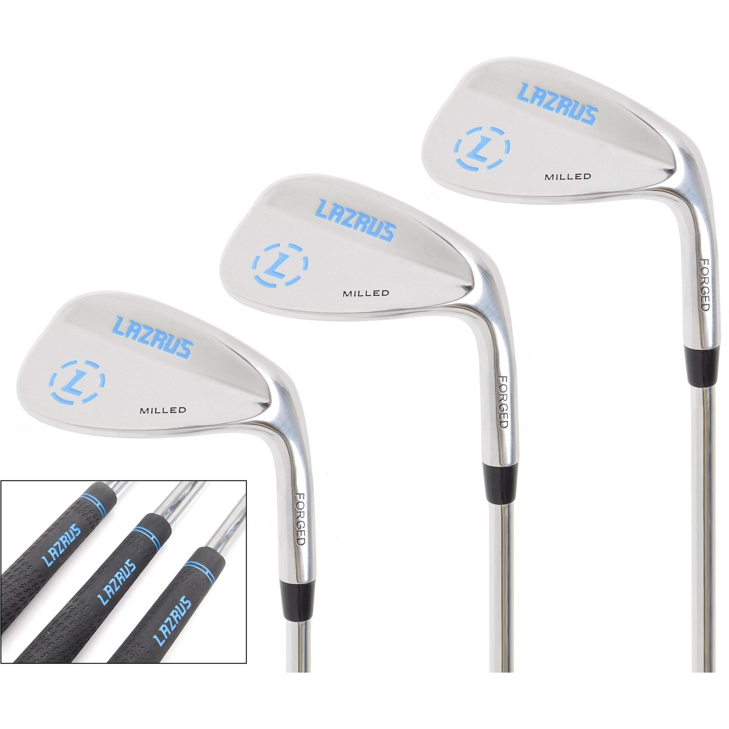 Lazrus Premium Forged Golf Wedge Set For Men - 52 56 60 Degree Golf Wedges + Milled Face For More Spin - Great Golf Gift (Silver, Rh 52,56,60 Set)