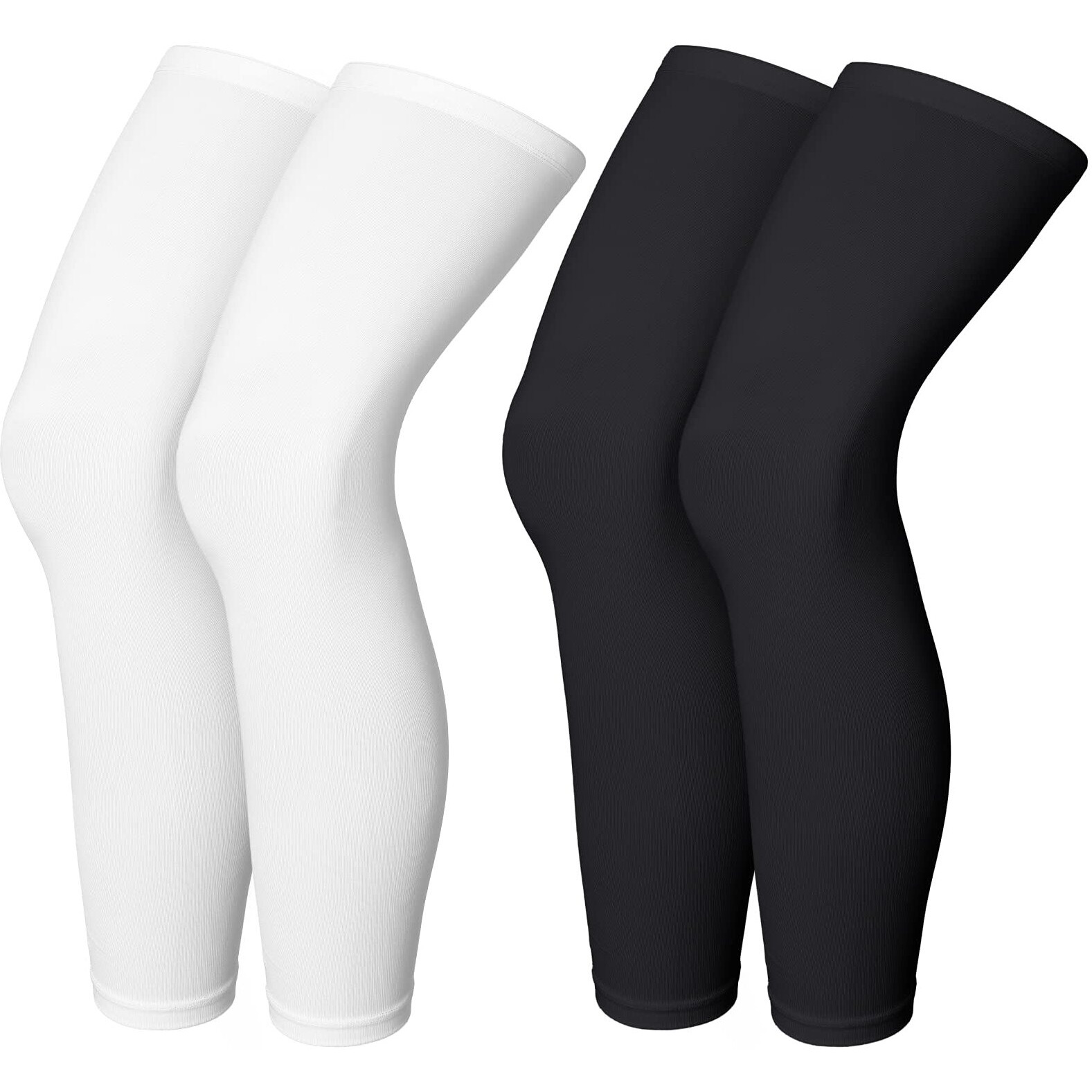 Skylety Compression Leg Sleeve Full Length Leg Sleeves Sports Cycling Leg Sleeves For Men Women, Running, Basketball (4 Pieces,Black And White,Xl)
