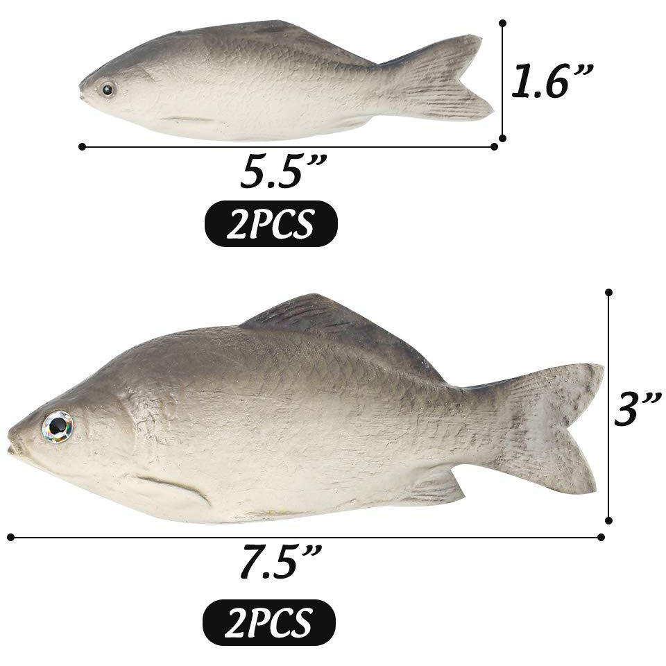 Bigotters 4Pcs Fake Fish, Artificial Sea Fish Realistic Fish Playset Model For Food Display Kids Favor Toy Kitchen Decor Photography Props