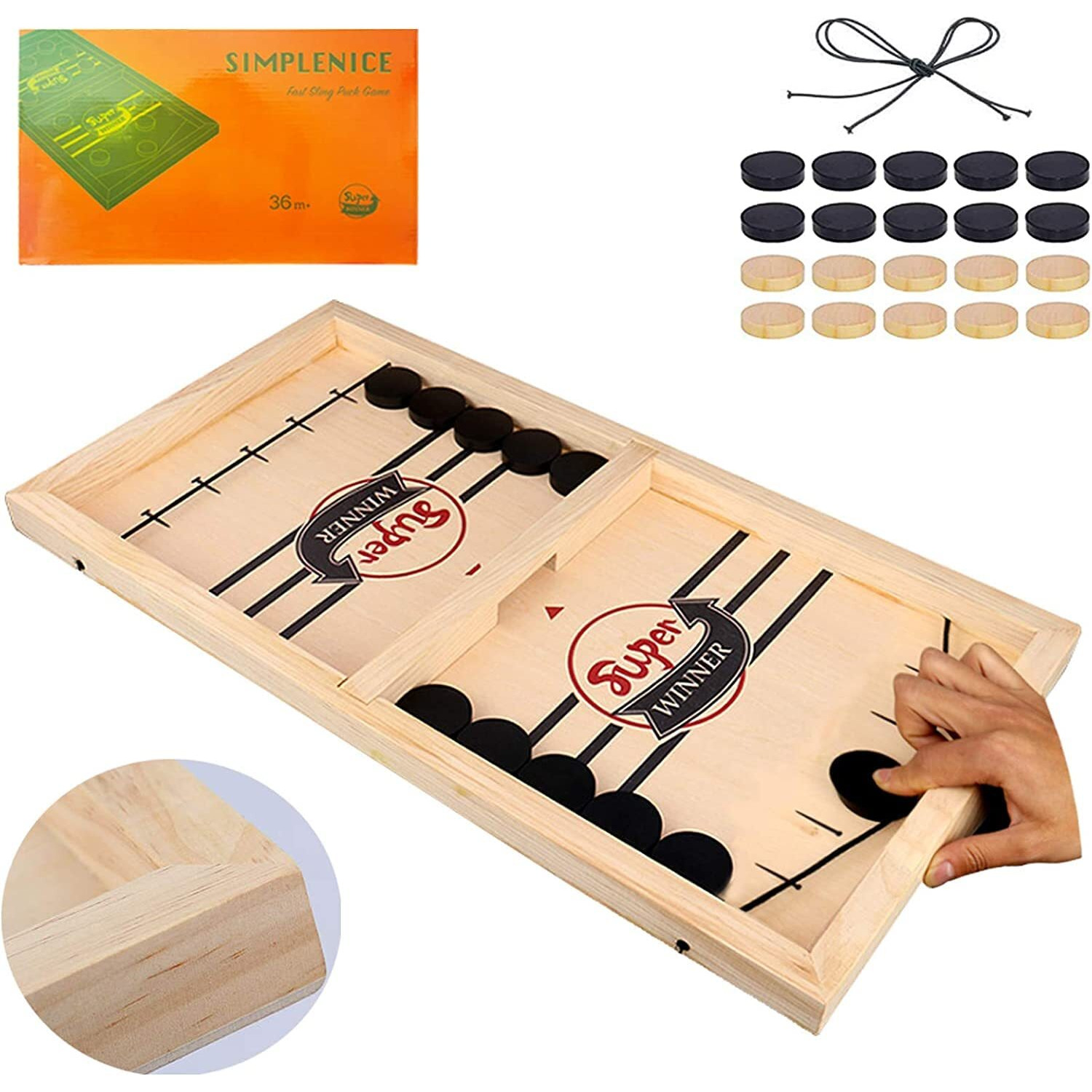 Simplenice Fast Sling Puck Game,Sling Puck Game,Slingpuck Games Toy,Paced Winner Board Games Toys For Kids & Adults Medium Size