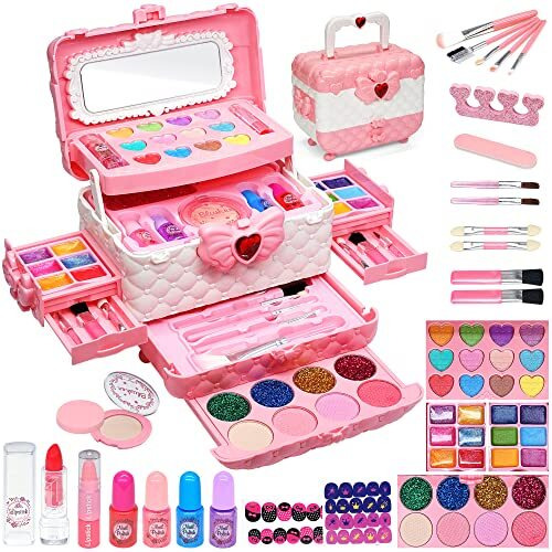Kids Makeup Kit For Girl - Kids Makeup Kit Toys For Girls,Play Real Makeup Girls Toys, Washable Make Up For Little Girls, Non Toxictoddlers Pretend Cosmetic Kits,Age3-12 Year Old Children Gift