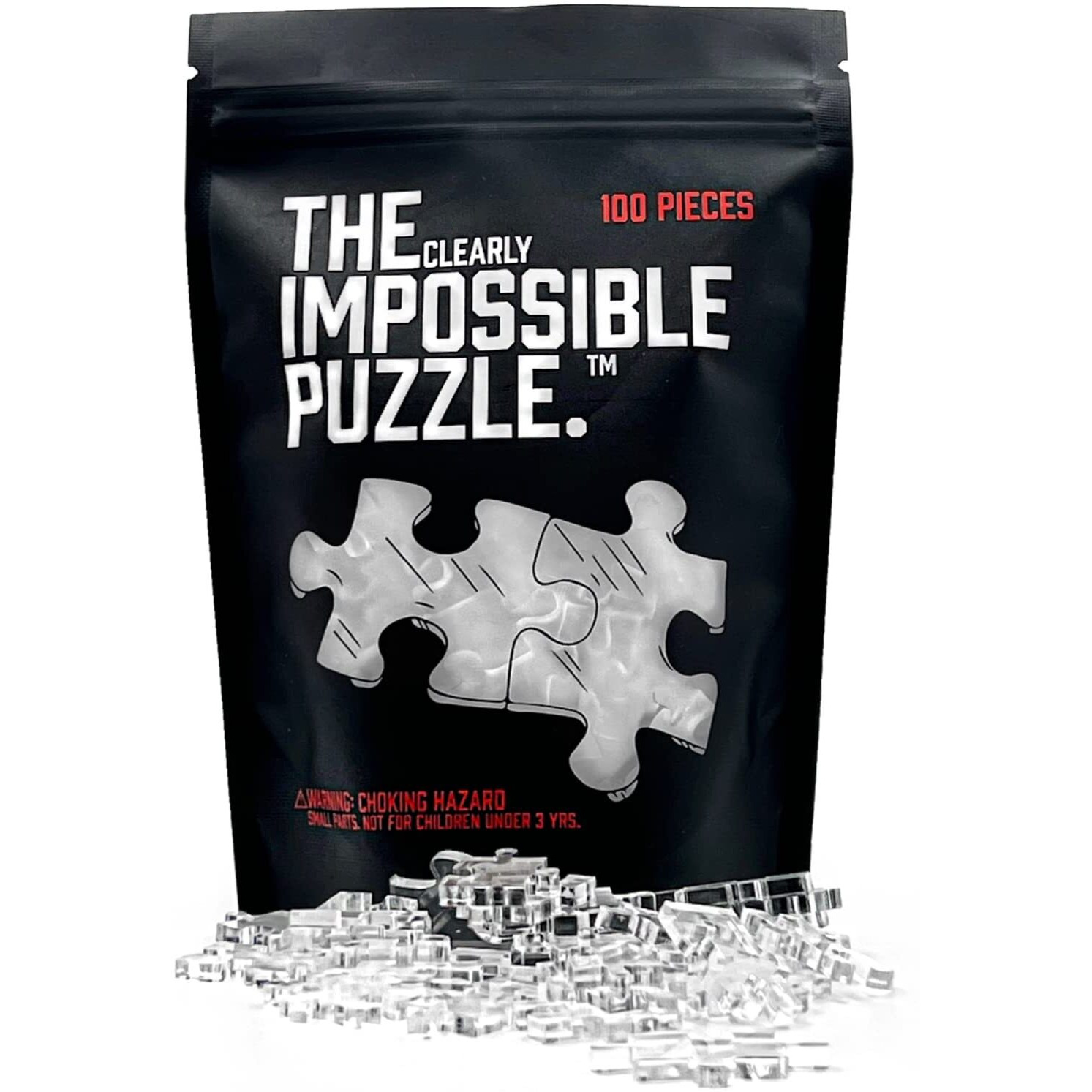The Clearly Impossible Puzzle 100 Pieces - Clear Difficult Jigsaw Puzzle - False Edge Pieces - Clear Hard Puzzle - 100 Piece