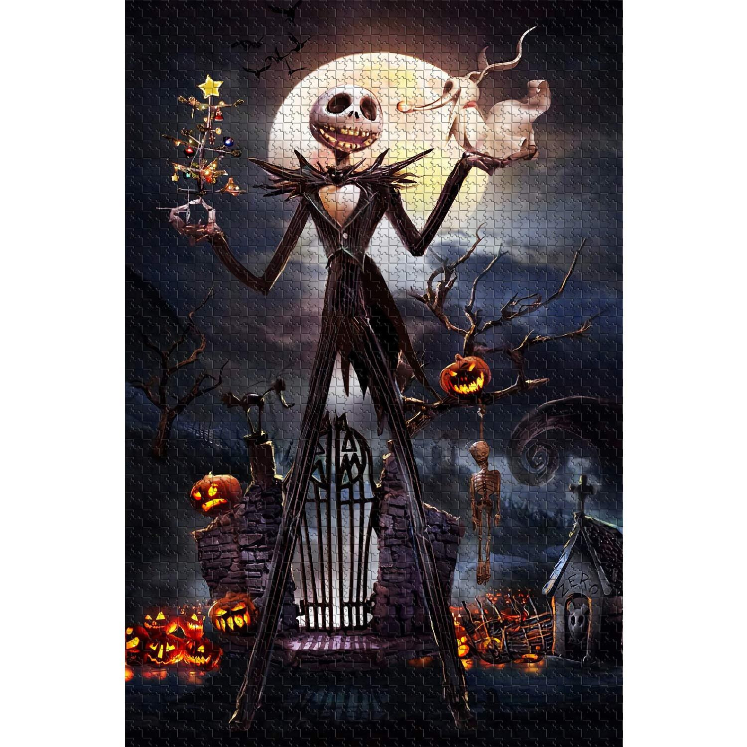 Jigsaw Puzzle 1000 Piece Wooden Puzzle Halloween Picture Family Decorations, Unique Birthday Present Suitable For Teenagers And Adults