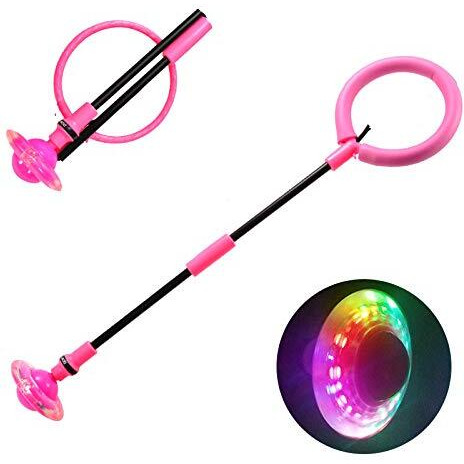 Flashing Jumping Ring Children Colorful Ankle Skip Jump Ropes Sports Swing Ball For Kids Boys Girls Toy (Pink)