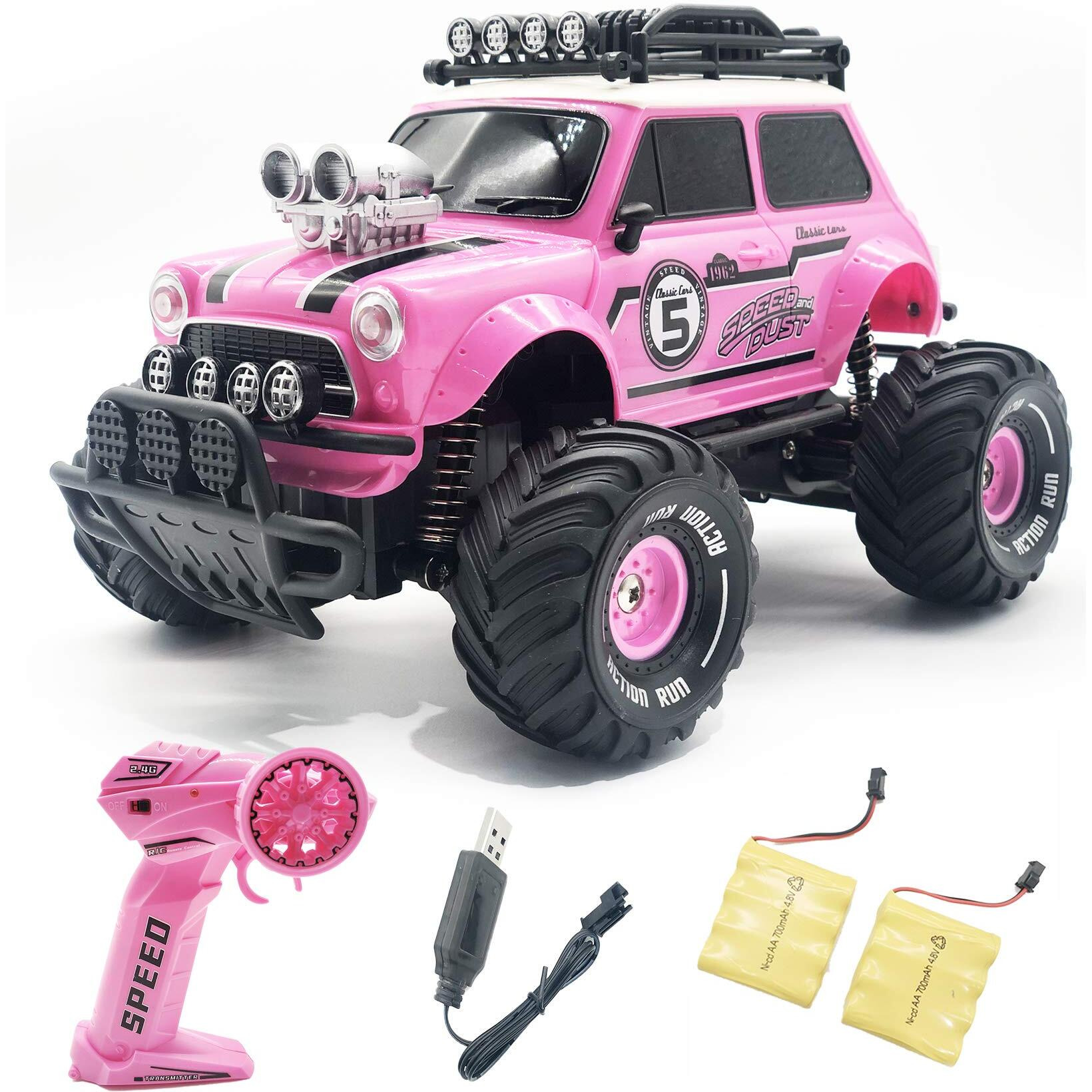 10Leccion Remote Control Car For Girls, 2.4Ghz Pink Rc Cars For Daughter With Two Rechargeable Batteries, Radio Controlled Vehicle For Toddlers Kids, Birthday R/C Toys For Granddaughter
