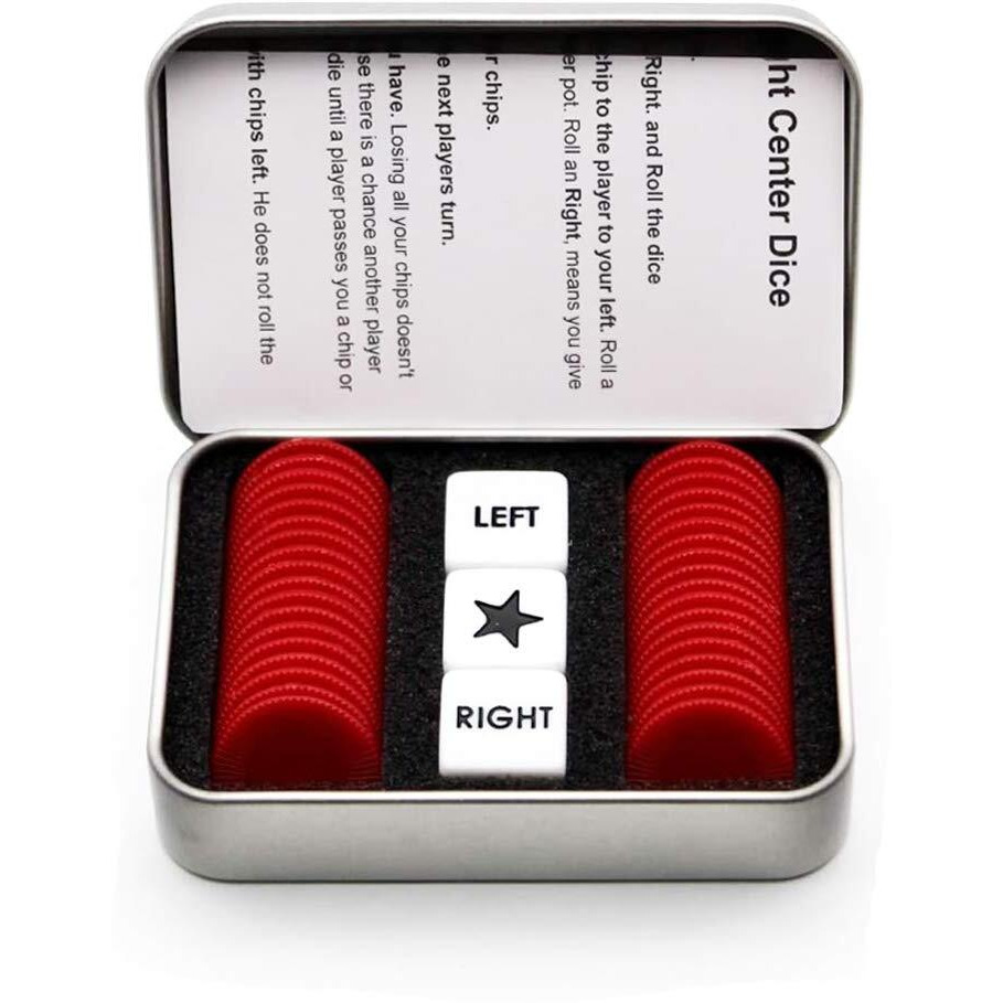 Befantasway Right Left Center Dice Game Set With 3 Dices& 36 Chips - Red, For 13