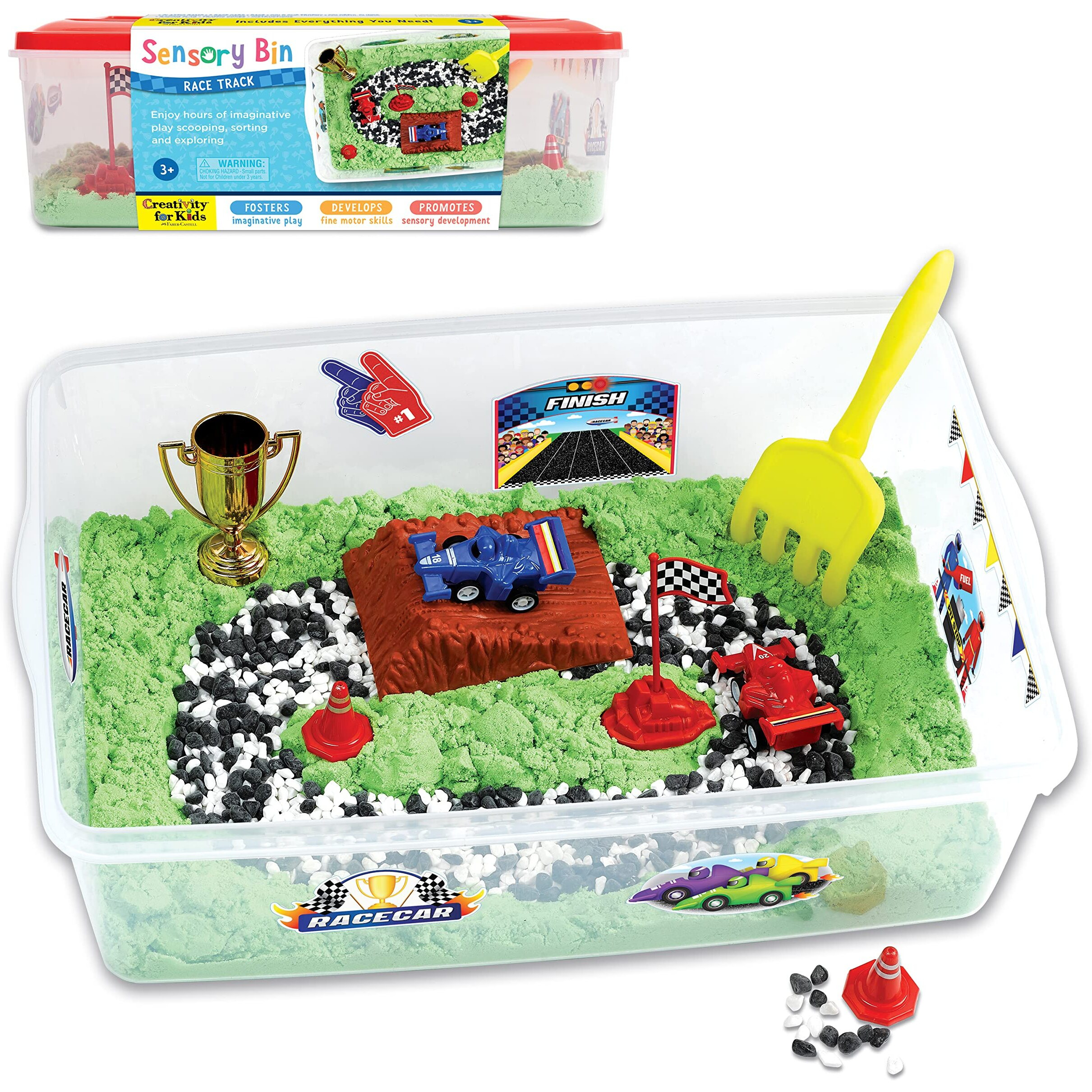 Creativity For Kids Sensory Bin Race Track - Toddler Toys For Kids Ages 3-4+ Pretend Play, Sensory Learning Toys With Car Track, Gifts For Kids