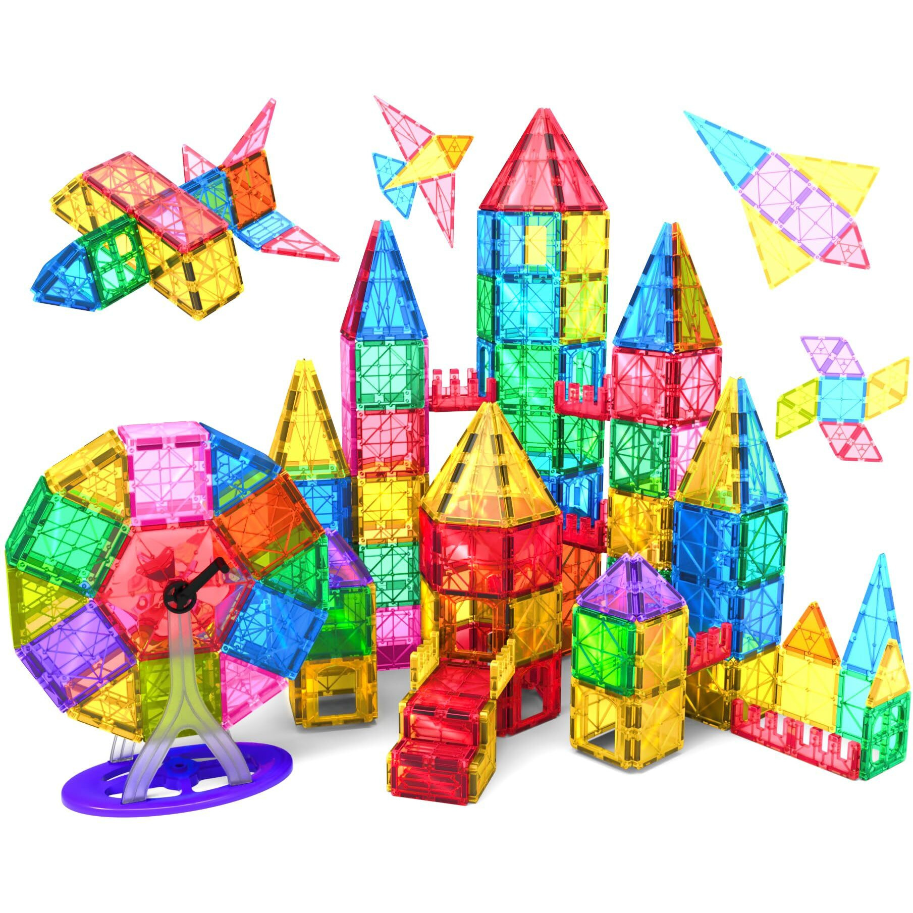 Jasonwell Magnetic Tiles Kids Magnetic Blocks Building Sets 3D Magnet Tile Building Blocks Magna Construction Educational Stem Toys Gifts For Toddlers Boys Girls 3 4 5 6 7 8 9 10 + Year Old