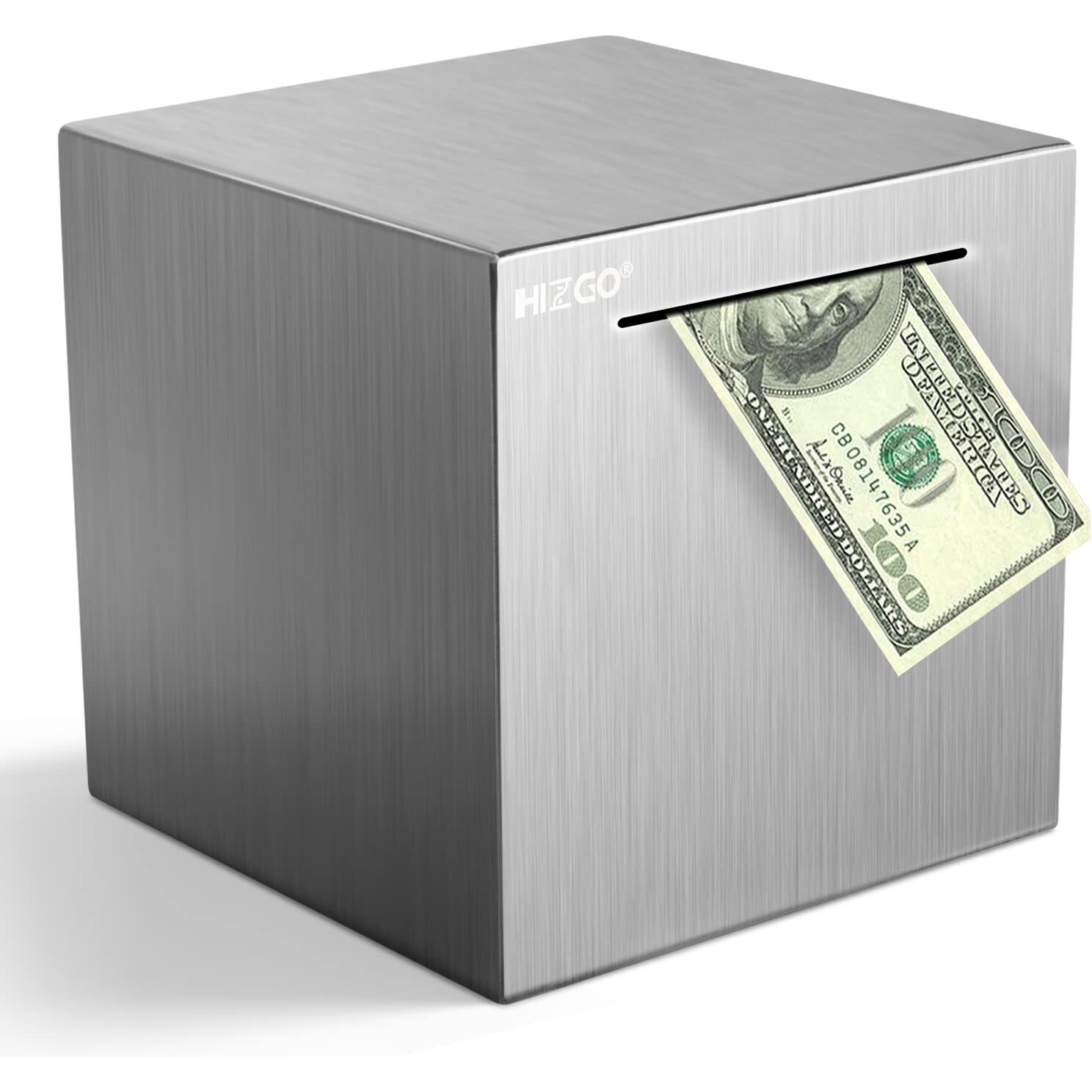 Hizgo Piggy Bank For Adults Stainless Steel Savings Bank To Help Budget And Save Must Break To Access Money(5.9 Inch)