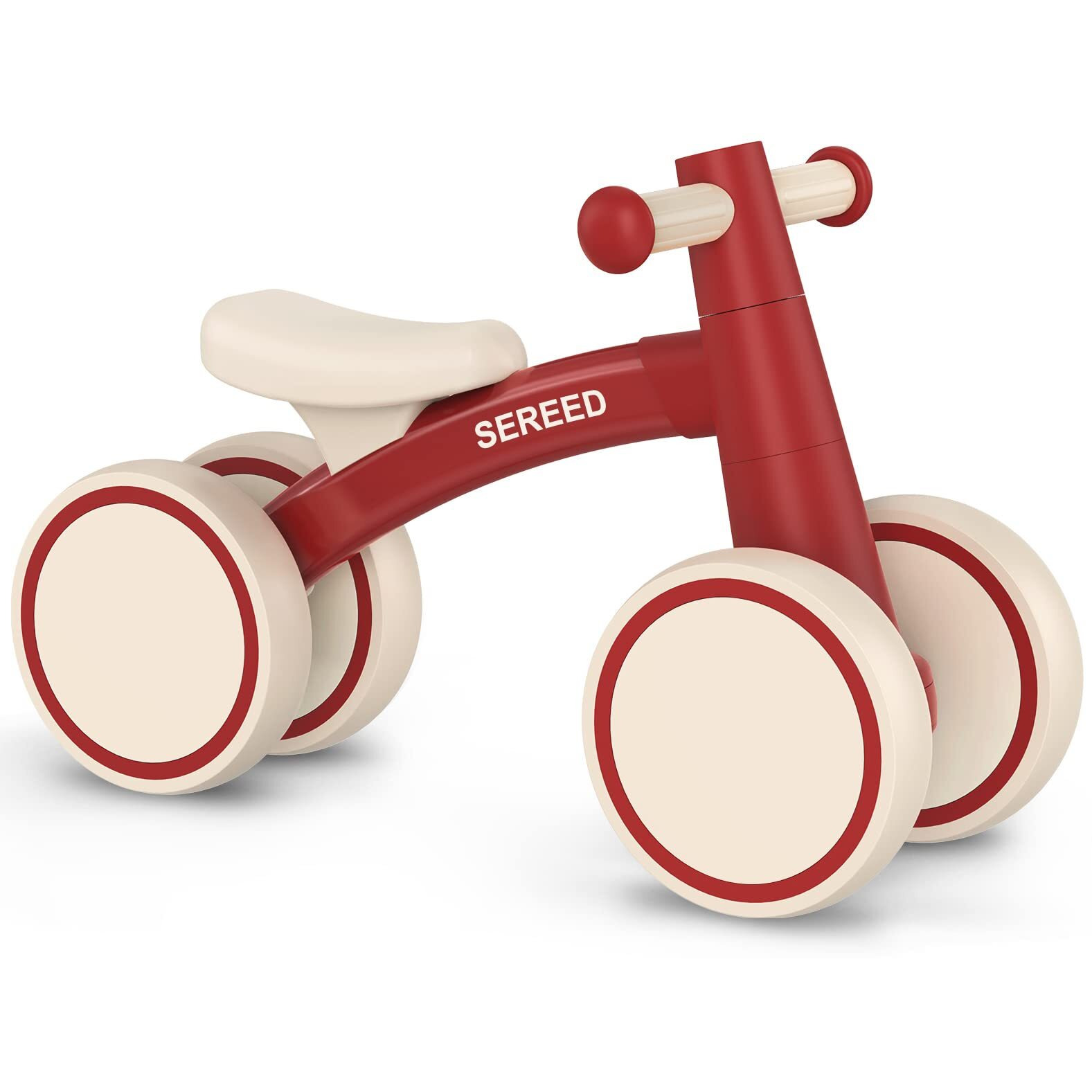Sereed Baby Balance Bike For 1 Year Old Boys Girls 12-24 Month Toddler Balance Bike, 4 Wheels Toddler First Bike, First Birthday Gifts (Red)
