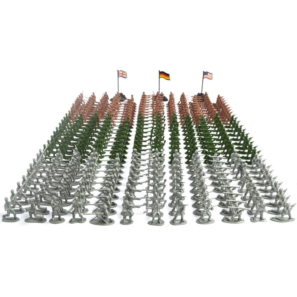 Rainbow Toyfrog Army Men Play Bucket-Soldiers Of Wwii-Over 300 Piece Set