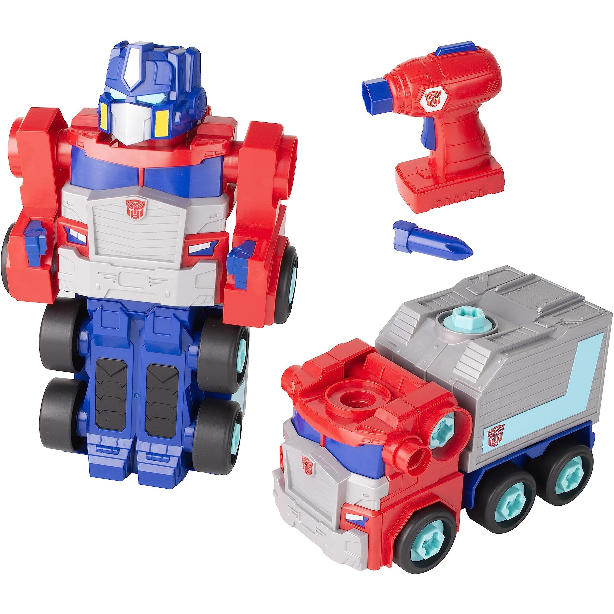 Build-A-Buddy Transformers Optimus Prime Building Toys - Stem Toys Including Toy Electric Drill And Aa Batteries - Transformers Toys - Robot Building Toys Ages 18 Months And Up