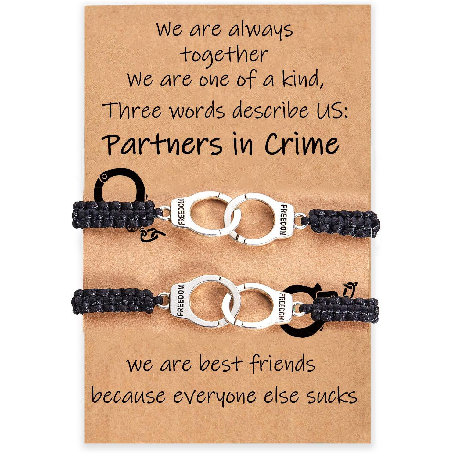 Best Friend Bracelets For 2 Partners In Crime Birthday Gifts For Best Friend Handcuff Matching Friendship Bff Bracelets For 2