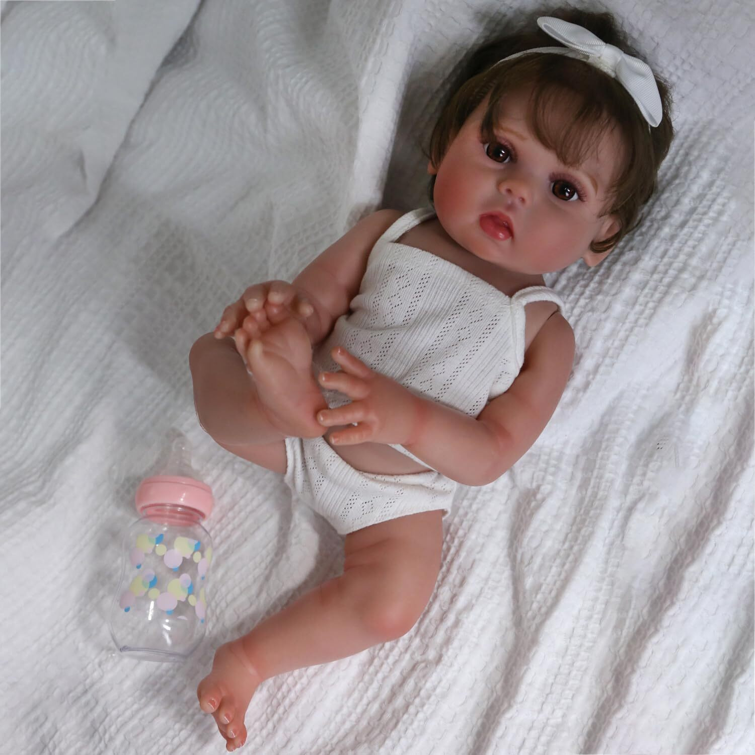 Charex Reborn Baby Girl Doll Vinyl Full Body, 18 Inch Lifelike Waterproof Newborn Baby Doll, Realistic Washable Reborn Toddler Amazing Gift Set For Kids Age 3+