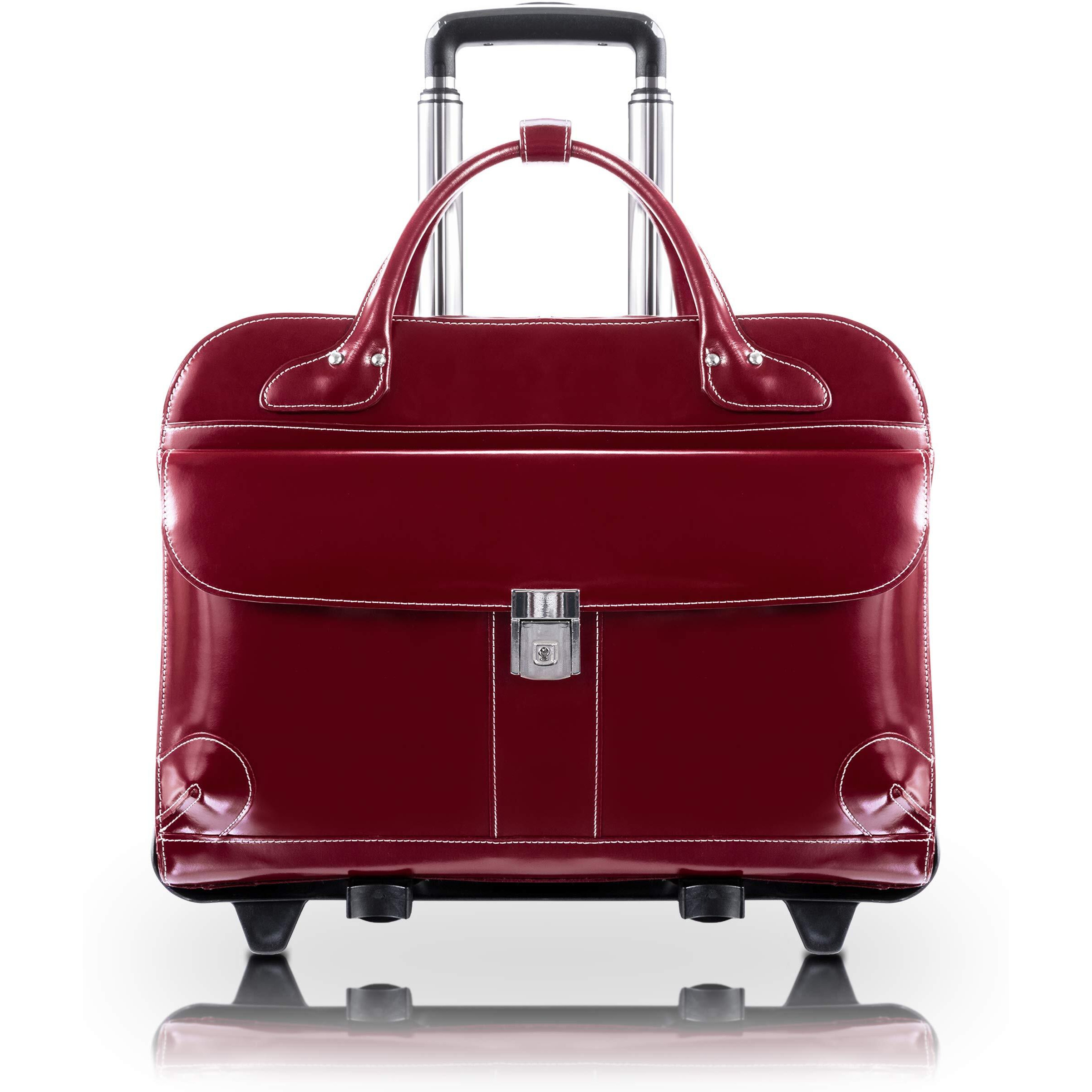Mckleinusa Checkpoint-Friendly Womens Laptop Briefcase, Leather, Mid-Size, Red - Lakewood  Mcklein - 96616, 18 L X 8 75 W X 14 5 H