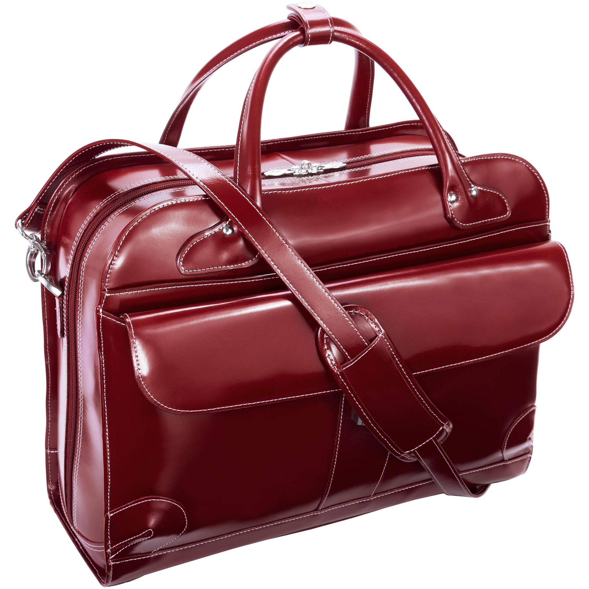 Mckleinusa Checkpoint-Friendly Womens Laptop Briefcase, Leather, Mid-Size, Red - Lakewood  Mcklein - 96616, 18 L X 8 75 W X 14 5 H