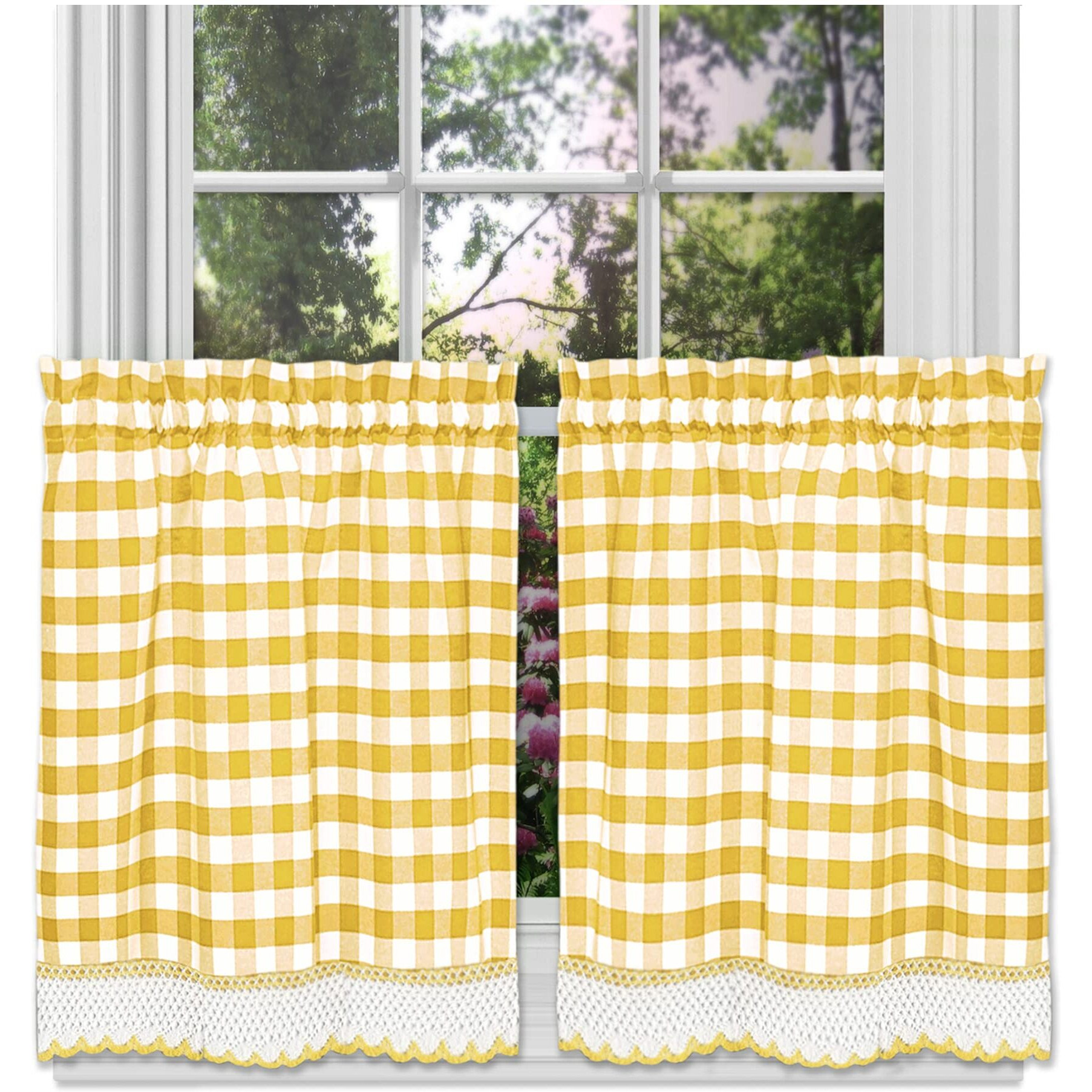 Achim Bctr36Yl12 58 X 36 In Buffalo Check Window Curtain Tier Pair  Yellow