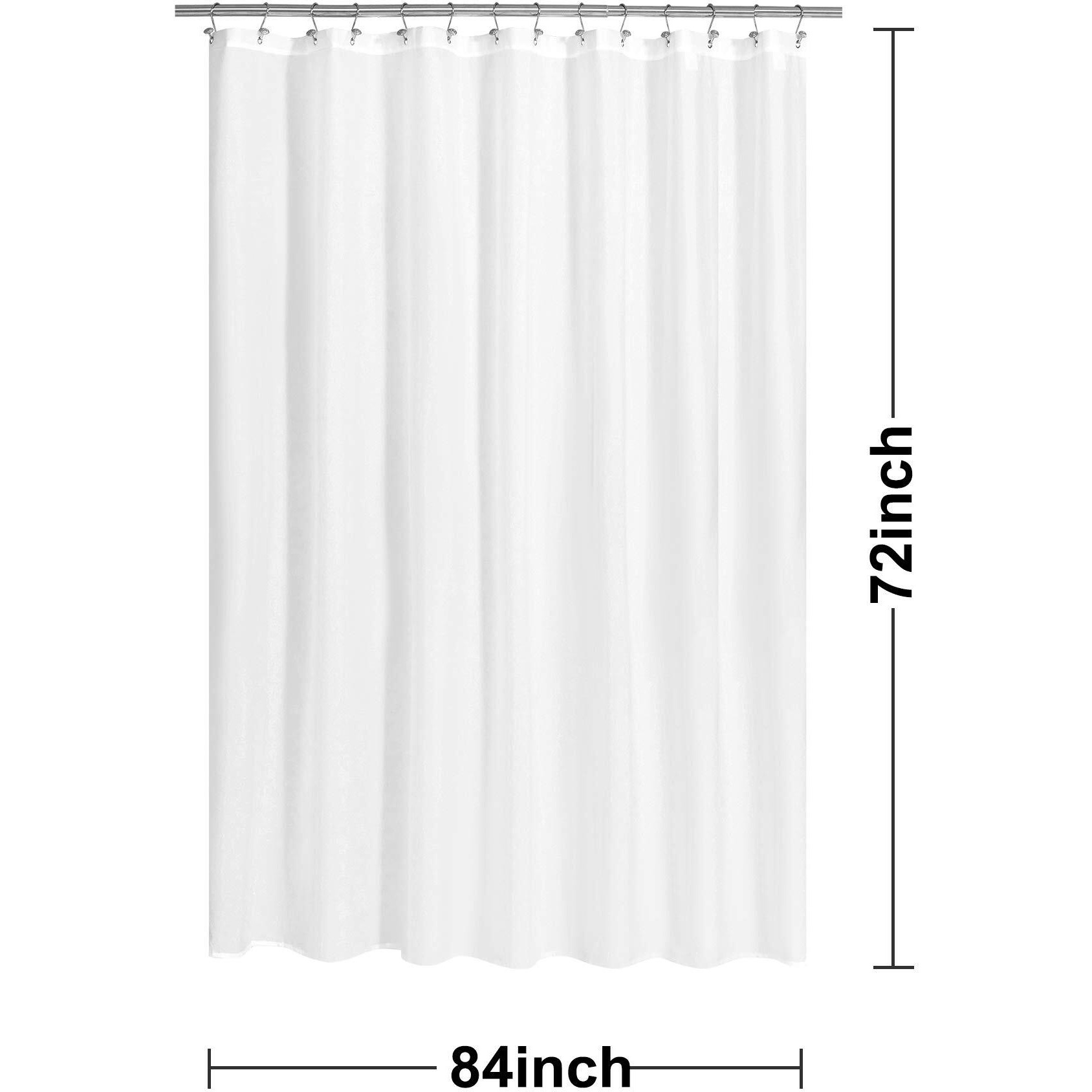 N&Y Home 84 Inch Extra Wide Fabric Shower Curtain Or Liner, Hotel Quality, Washable, Water Repellent Bathroom Curtains With Grommets, White, 84X72 Inches