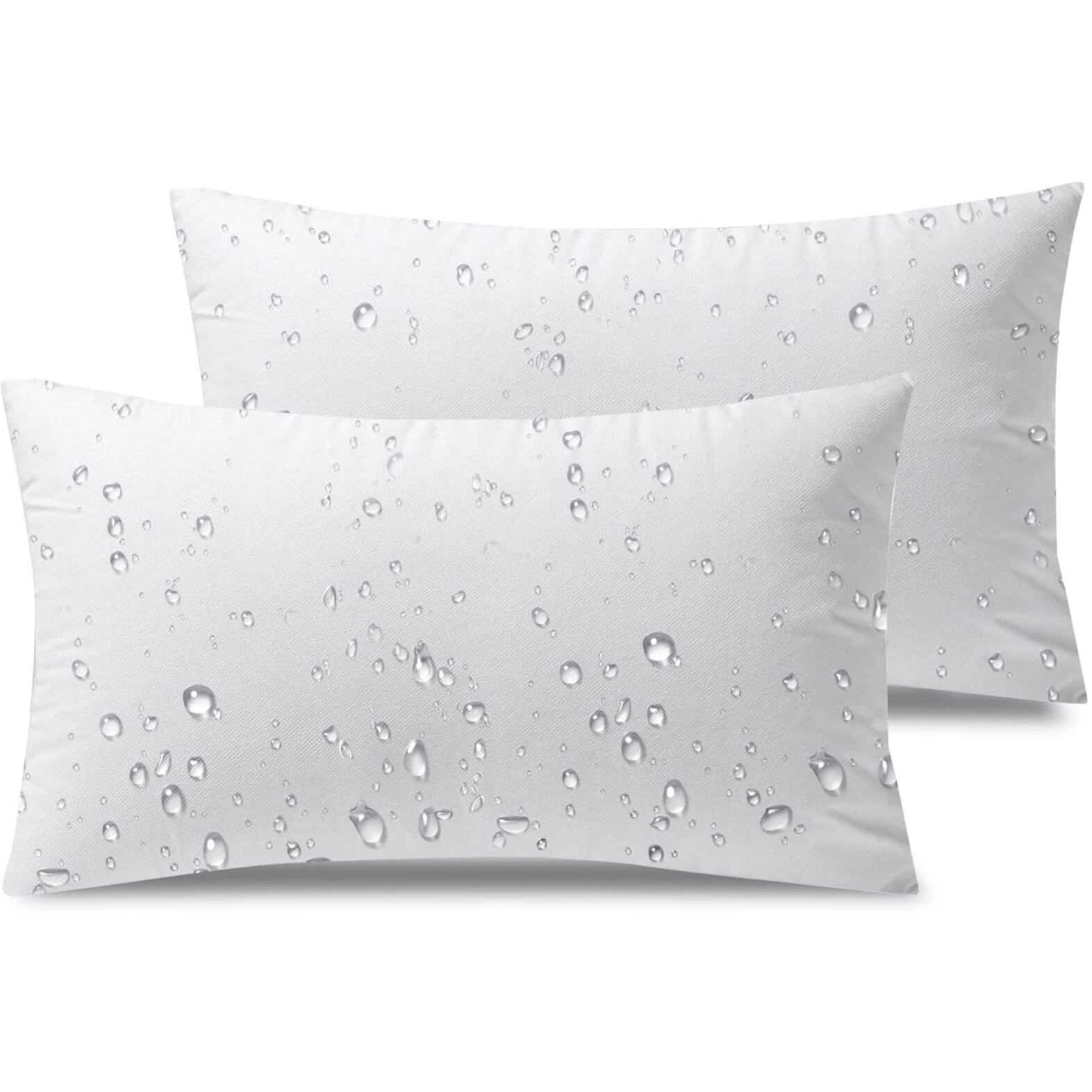 Phantoscope Premium Outdoor Pillow Inserts - Pack Of 2 Square Form Water Resistant Decorative Throw Pillows, Made In Usa Couch Sham Cushion Stuffer 12 X 20 Inches