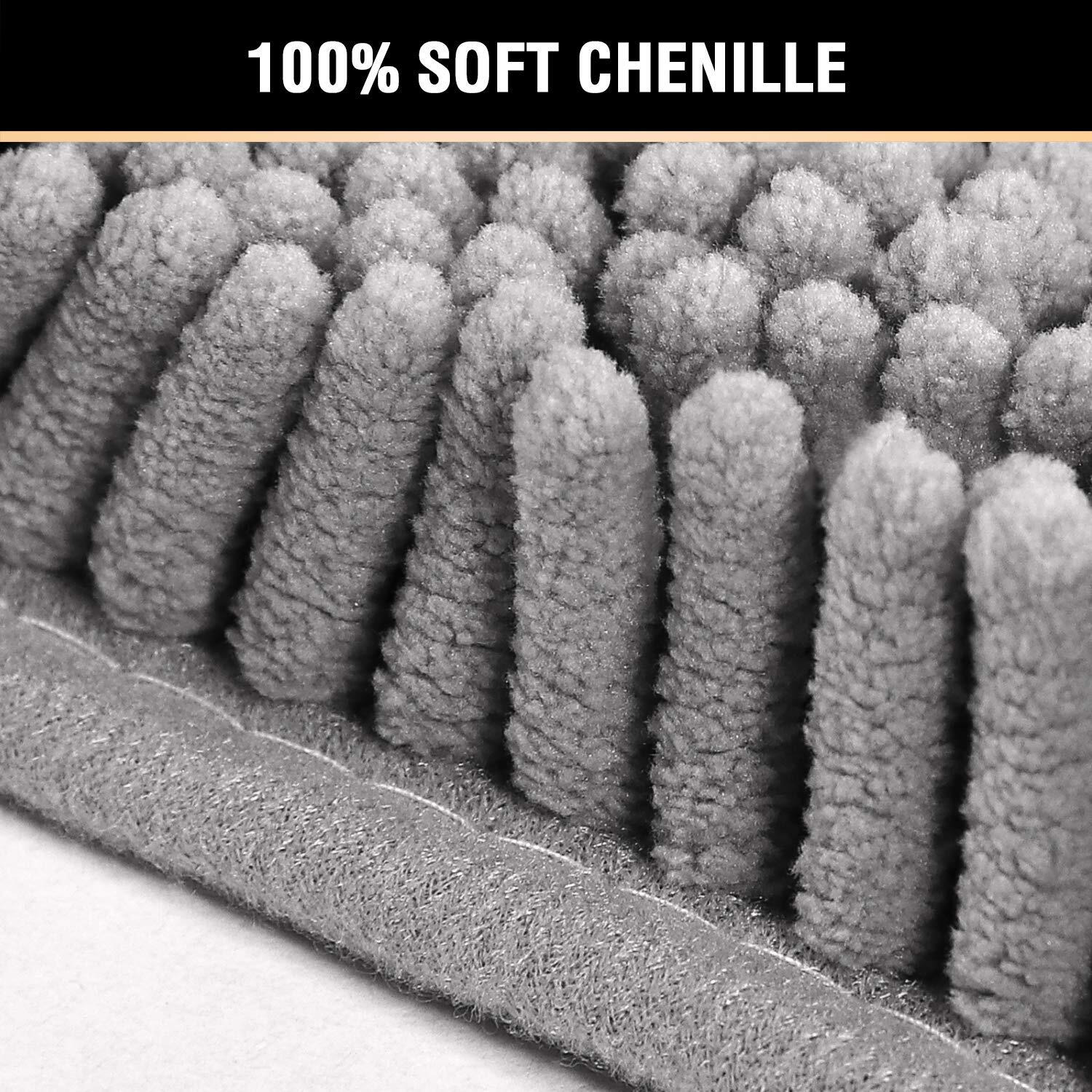 H.Versailtex Bath Rugs For Bathroom Slip-Resistant Shag Chenille Bath Rugs Mat Extra Soft And Absorbent Bath Rug For Shower Room Machine-Washable Fast Dry (Gray, 20"" X 32""/17"" X 24"")