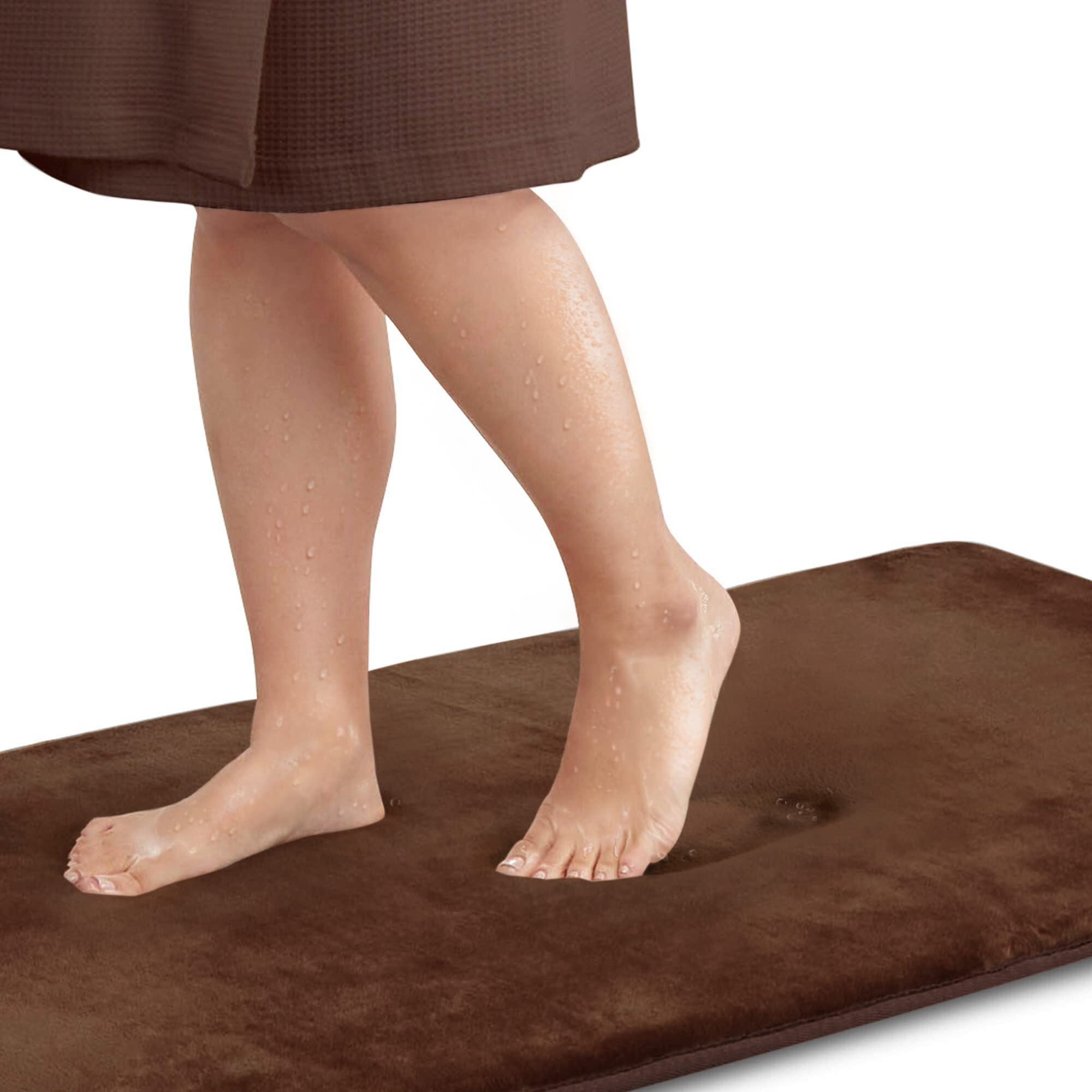 Genteele Bath Mats For Bathroom Non Slip - Brown 17 "" X 24 "" Memory Foam Bathroom Rugs - Quick Dry Bath Mat