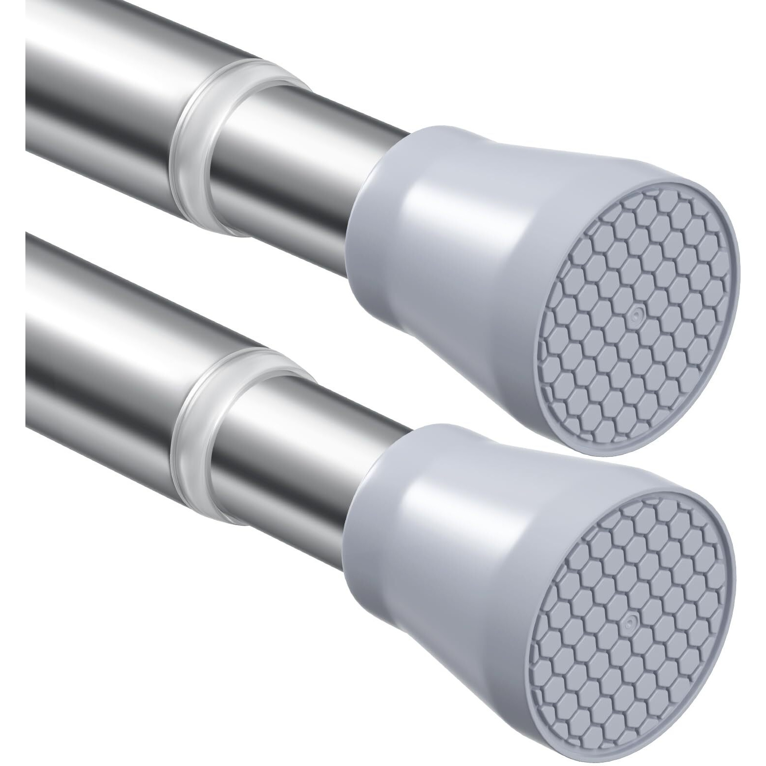Tension Curtain Rod Silver Tension Rod 2Pcs Spring Curtain Rod Non Slip Tension Rods For Windows 28 To 48 Inch No Drilling Adjustable Tension Rods Of Curtain Window Closet Kitchen Wardrobe