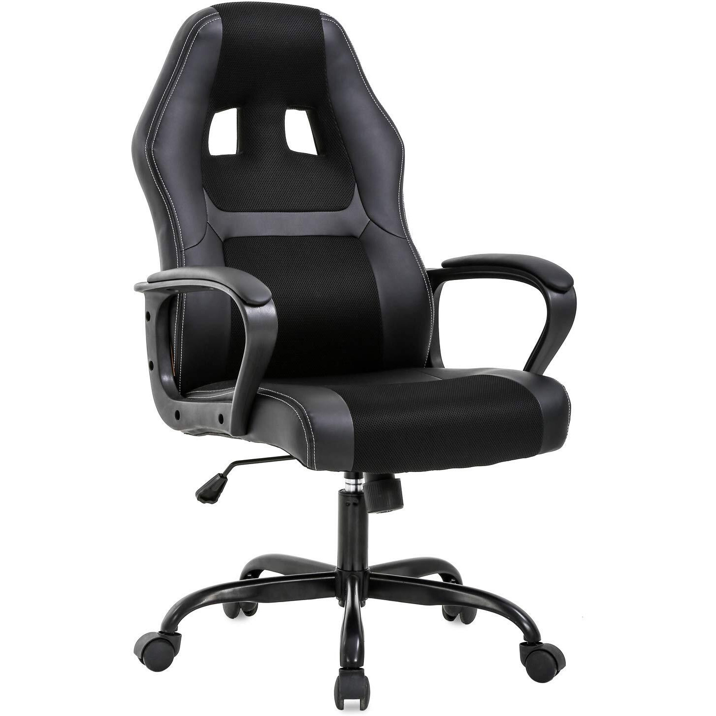 Office Chair Pc Gaming Chair Cheap Desk Chair Ergonomic Pu Leather Executive Computer Chair Lumbar Support For Women, Men (Black)