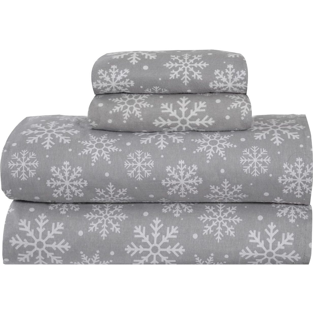 Bliss Casa 4 Piece 100% Cotton Flannel Sheet Set Queen - High Gsm Deep Pockets, Warm Breathable Flannel Sheet Set. Flannel Bed Set Includes 1 Flat Sheet, 1 Fitted Sheet & 2 Pillowcases (Flurries)