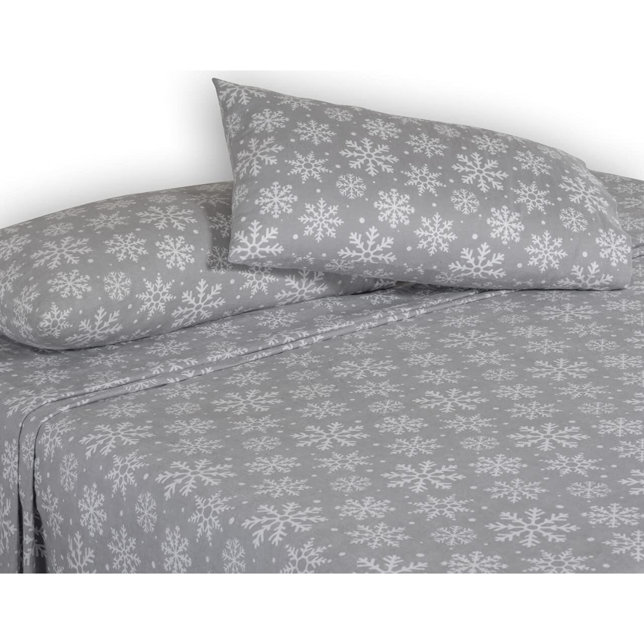 Bliss Casa 4 Piece 100% Cotton Flannel Sheet Set Queen - High Gsm Deep Pockets, Warm Breathable Flannel Sheet Set. Flannel Bed Set Includes 1 Flat Sheet, 1 Fitted Sheet & 2 Pillowcases (Flurries)
