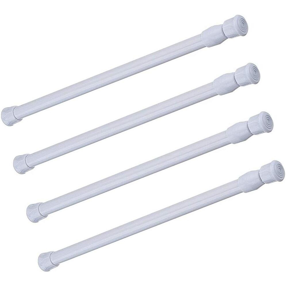 Tension Rods, 4 Pack Adjustable Spring Steel Cupboard Bars Tension Curtain Rod Shower Rod Closet Rod Tensions Rod Extendable Width 28-48 Inches