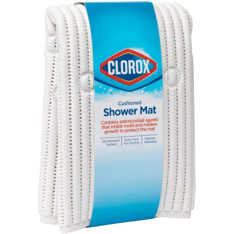 Clorox By Duck Brand Cushioned Foam Shower Mat, Non Slip Bathtub Mat With Suction Cups, Fits Square Shower Stalls, 21 ' X 21 "", White