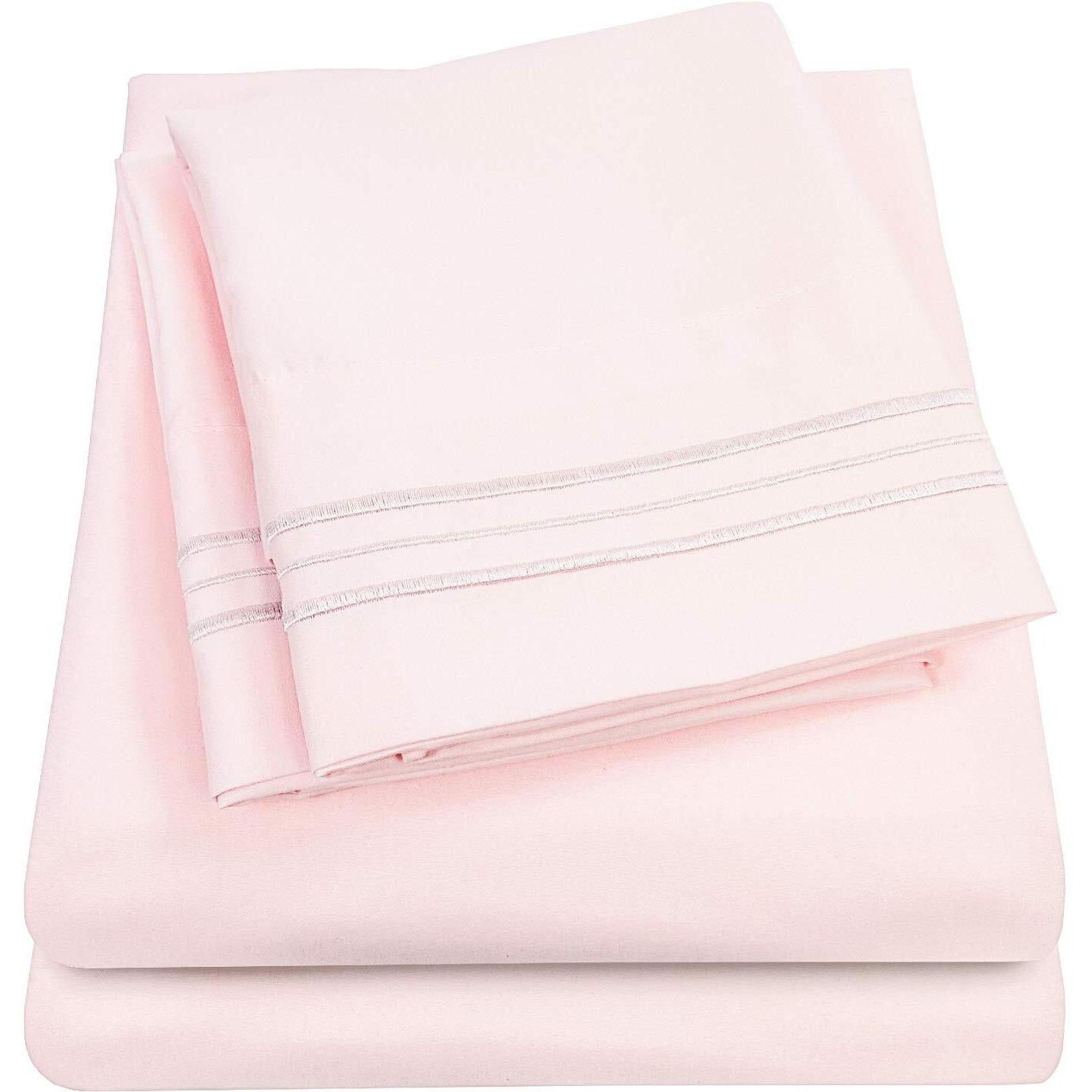 1500 Supreme Collection Full Sheet Sets Pale Pink - Luxury Hotel Bed Sheets And Pillowcase Set For Full Mattress - Extra Soft, Elastic Corner Straps, Deep Pocket Sheets, Full Pale Pink