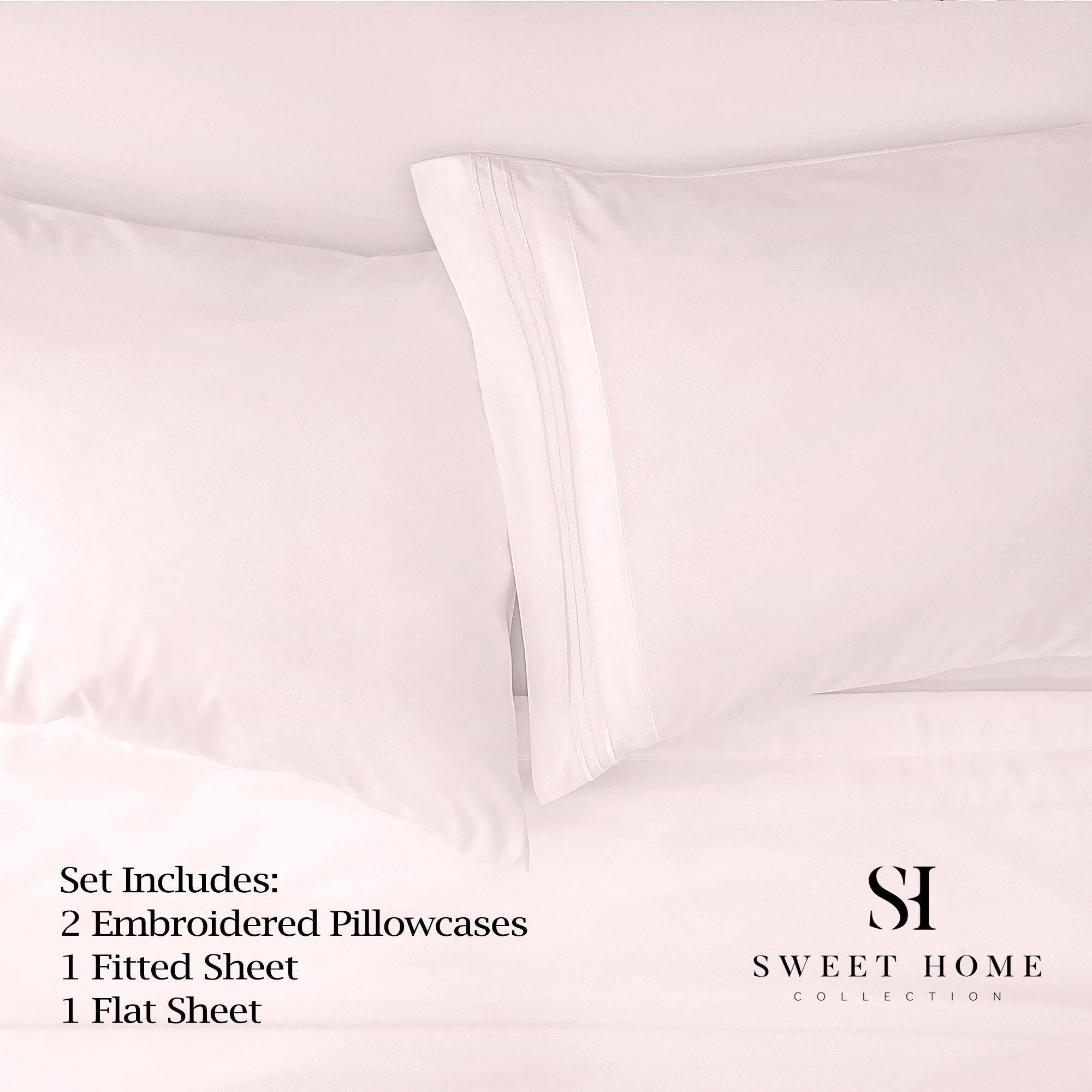 1500 Supreme Collection Full Sheet Sets Pale Pink - Luxury Hotel Bed Sheets And Pillowcase Set For Full Mattress - Extra Soft, Elastic Corner Straps, Deep Pocket Sheets, Full Pale Pink