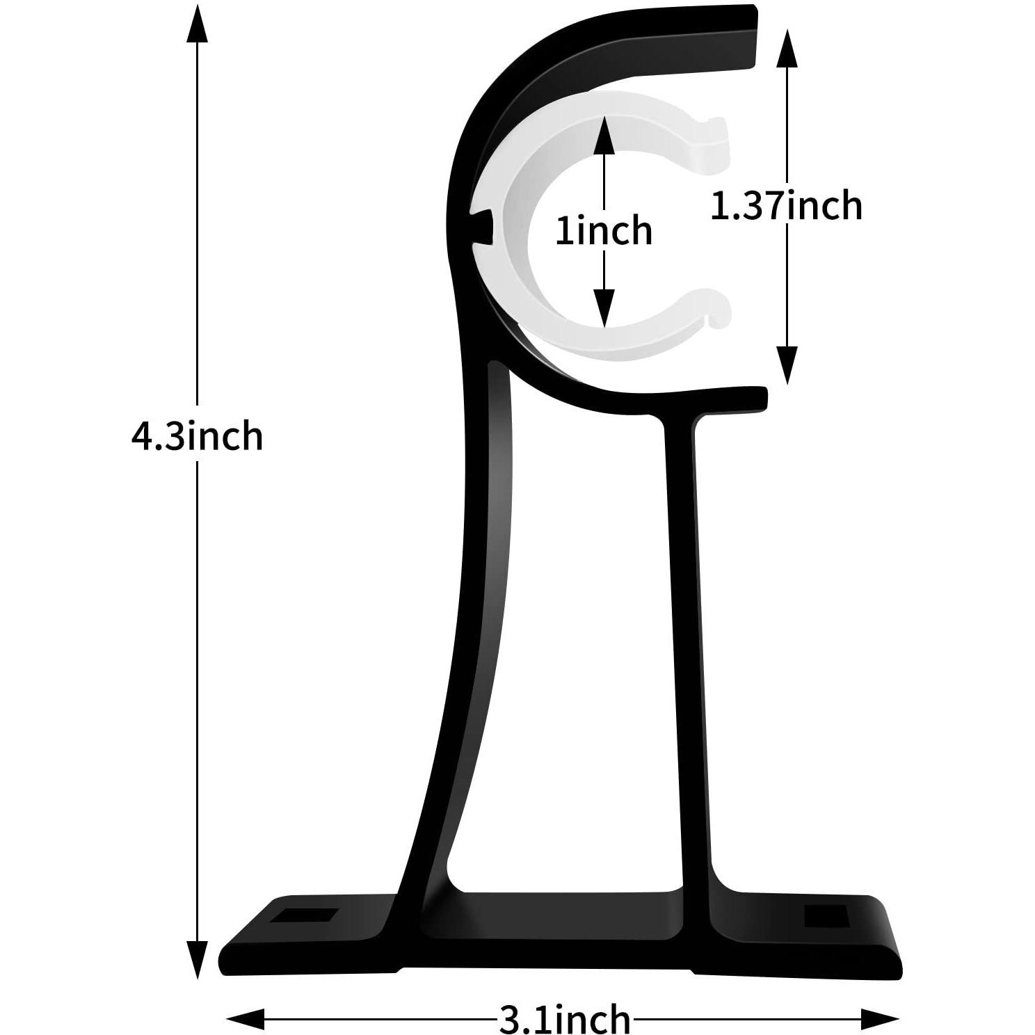 Curtain Rod Bracket, Heavy Duty Curtain Rod Holders Single Decorative Rod Hooks Hanger Fit For 1 To 1.2 Inch Drapes Rod, Black(Set Of 4)