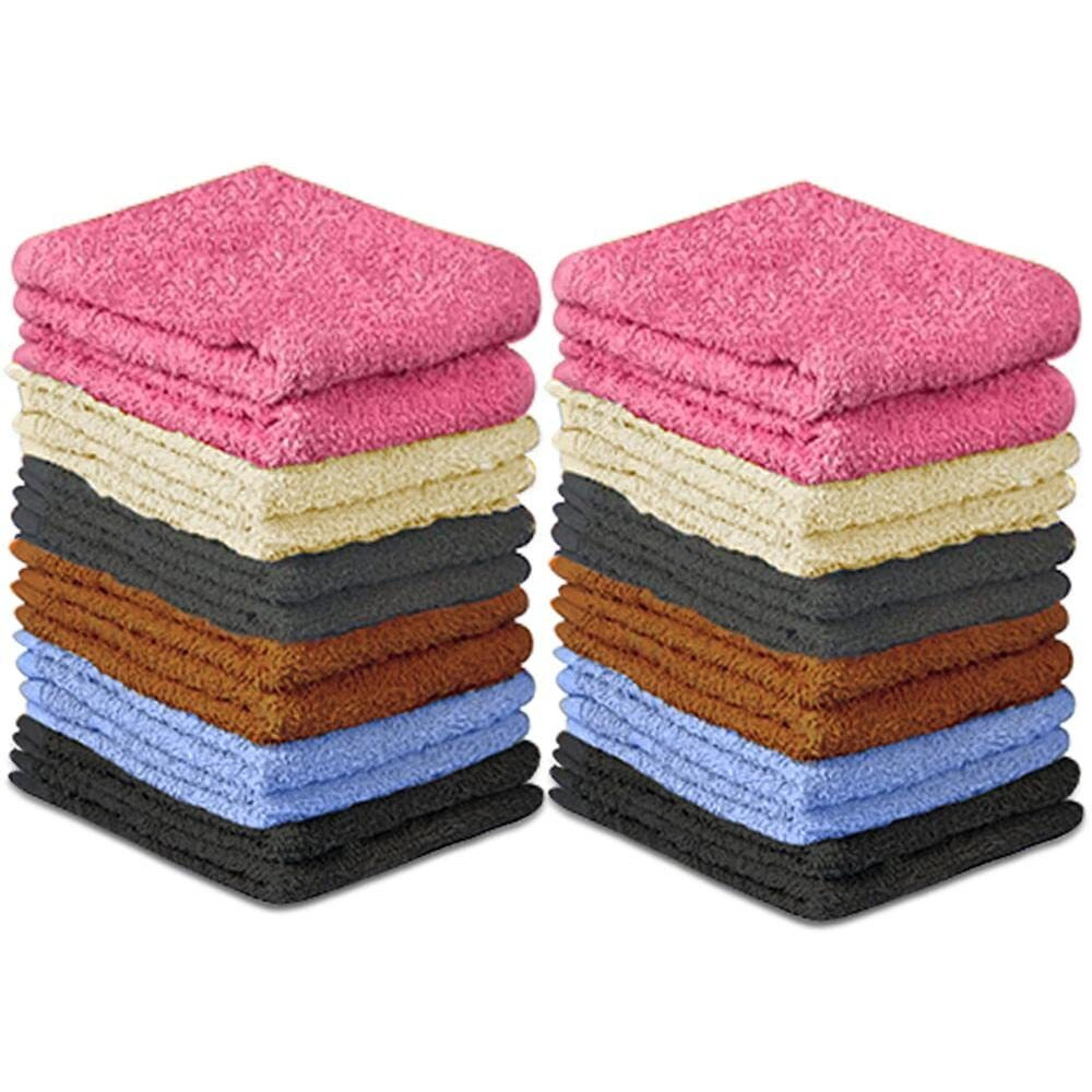 Quba Linen Wash Cloth Set - Pack Of 24, 100% Cotton - Flannel Face Cloths, Highly Absorbent And Soft Feel Fingertip Towels (12X12 Pack Of 24)