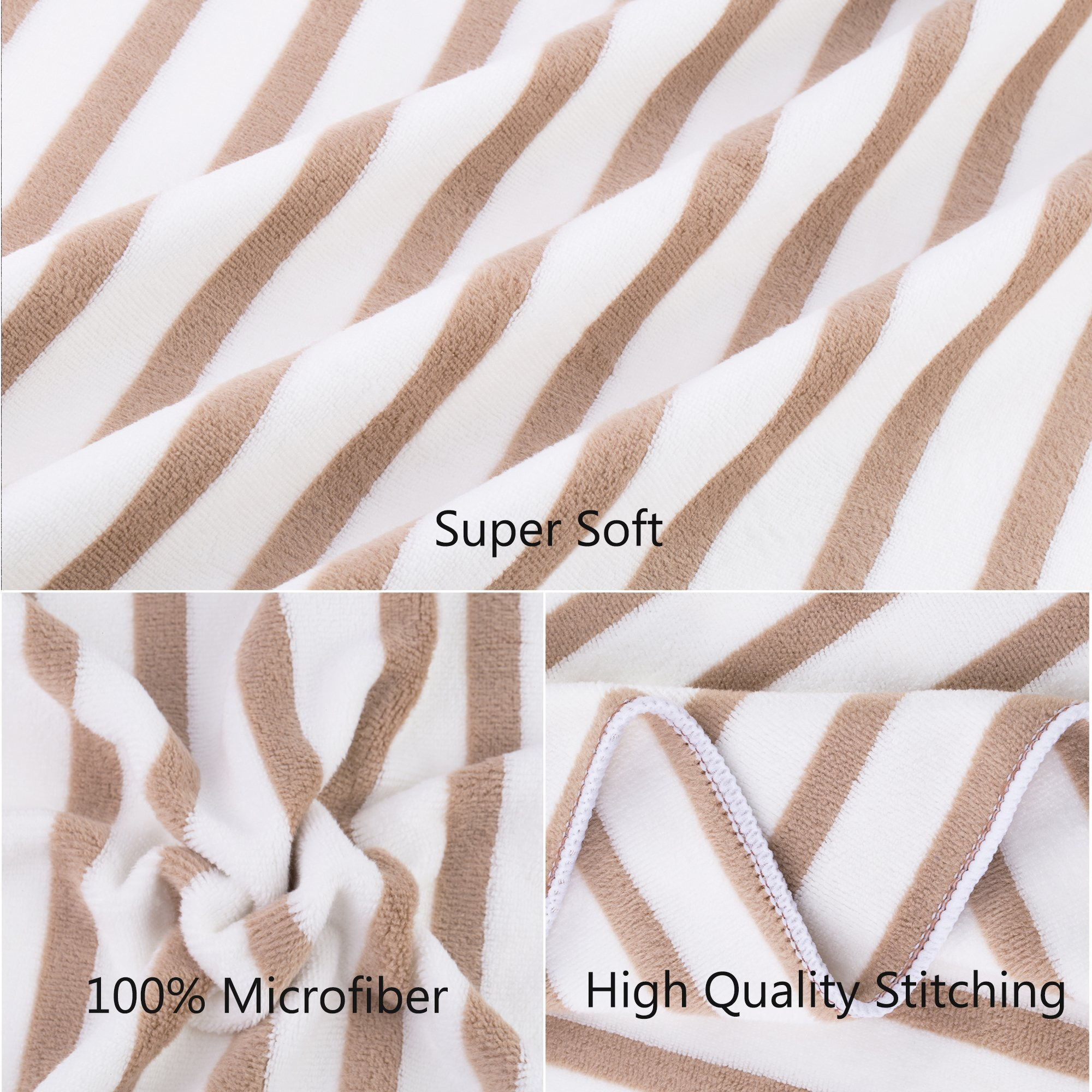 Jml Microfiber Beach Towels, Quick Dry Towel Set (6 Pack, 27"" X 55"") - Cabana Stripe - Multi Purpose Microfiber Towels For Pool, Bath, Sport, Yoga, Camping, Swimming, Coffee