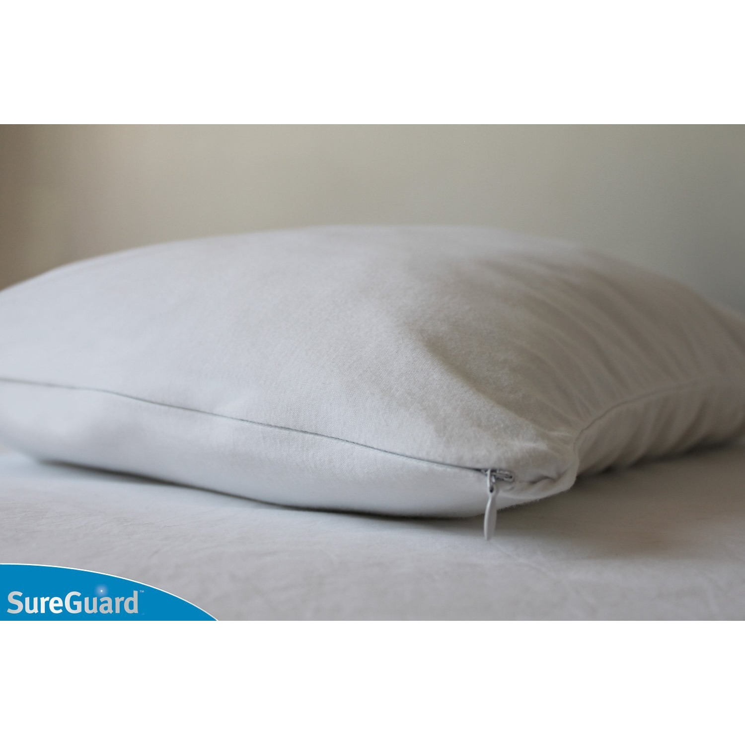 Set Of 2 Standard Size Sureguard Pillow Protectors - 100% Waterproof, Bed Bug Proof, Hypoallergenic - Premium Zippered Cotton Covers - Smooth